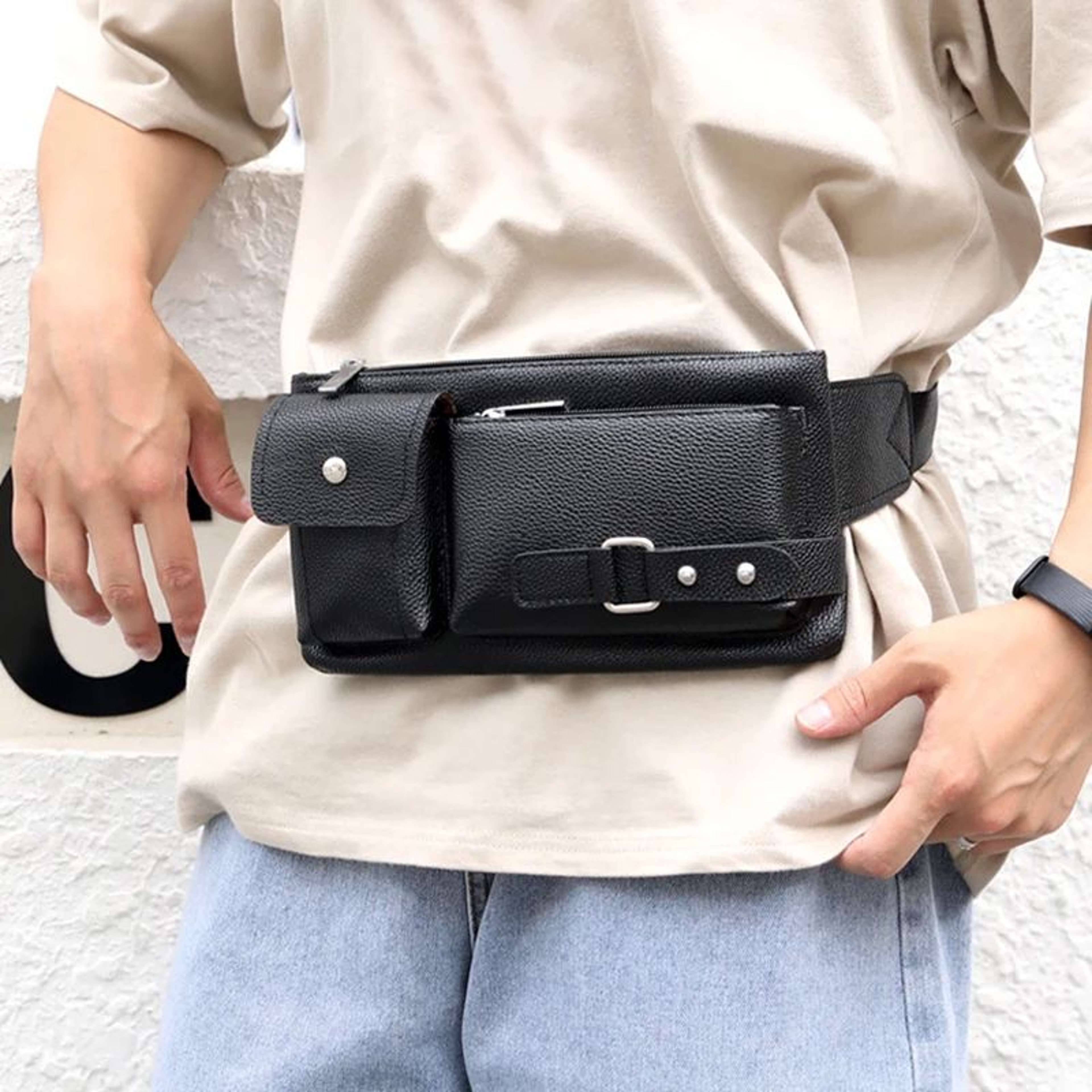 Multifunction Leather Crossbody Messenger Chest Bag 4