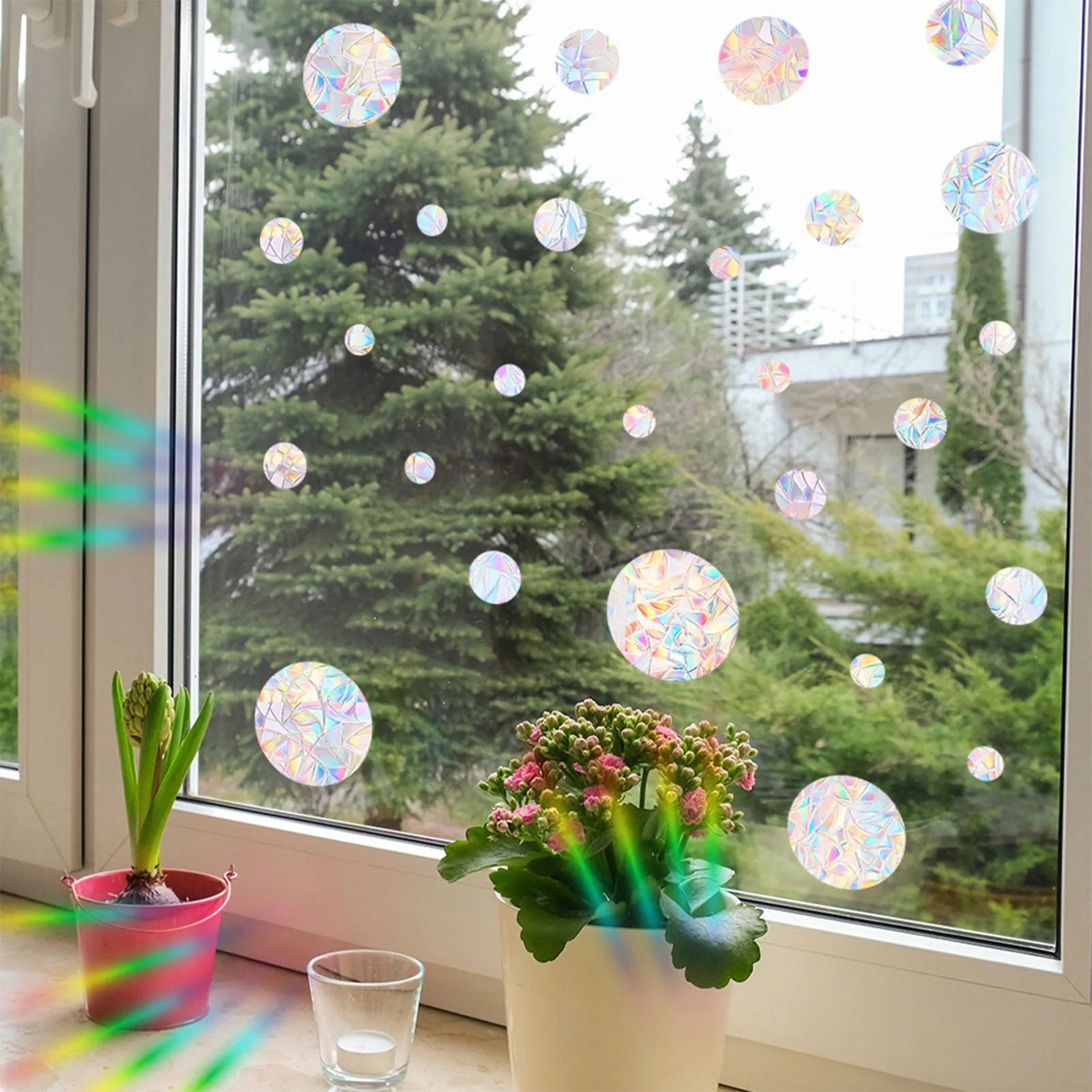 Reusable Rainbow Window Clings Anti Collision Stickers 1