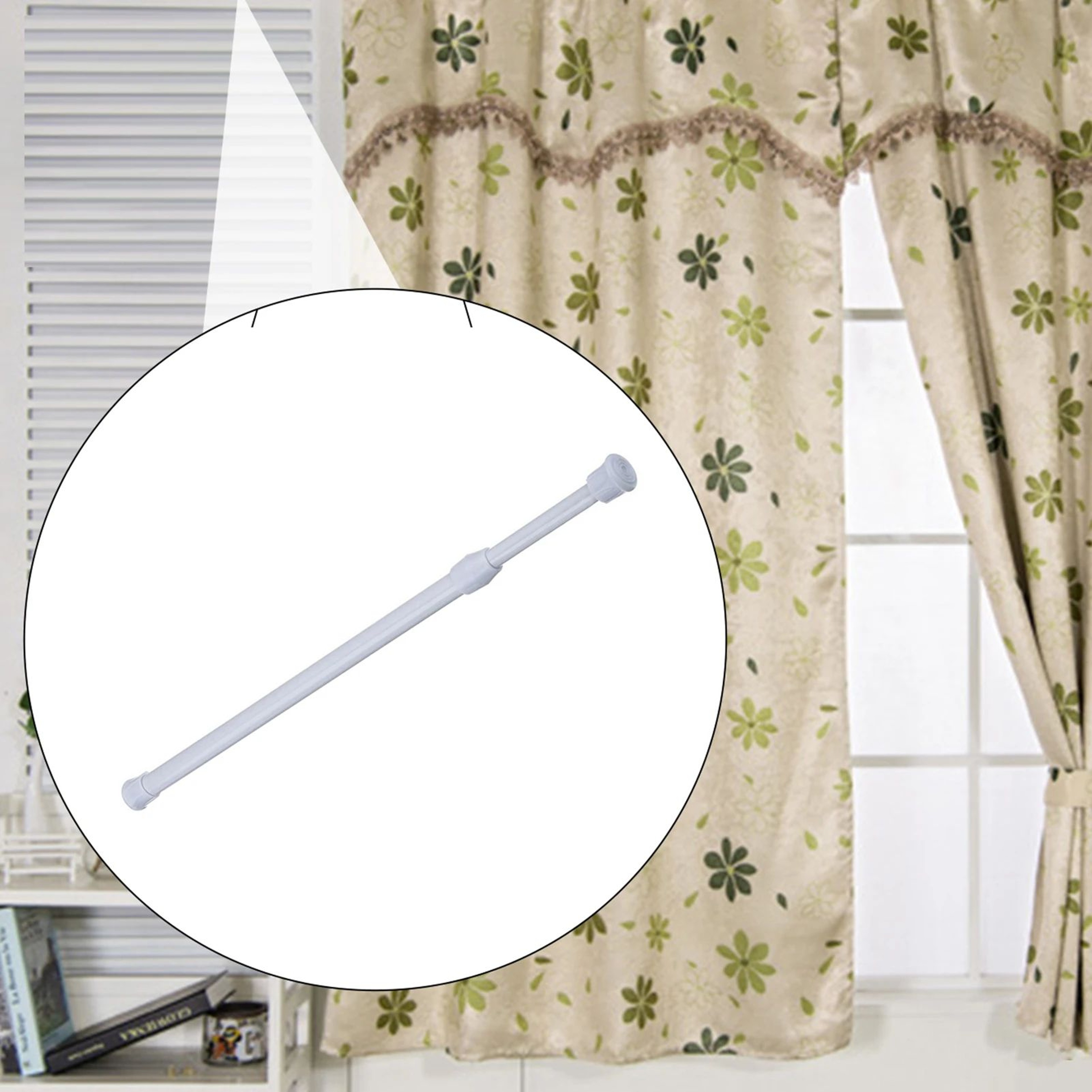 Adjustable Metal Spring Tension Curtain Rod For Home Storage 0