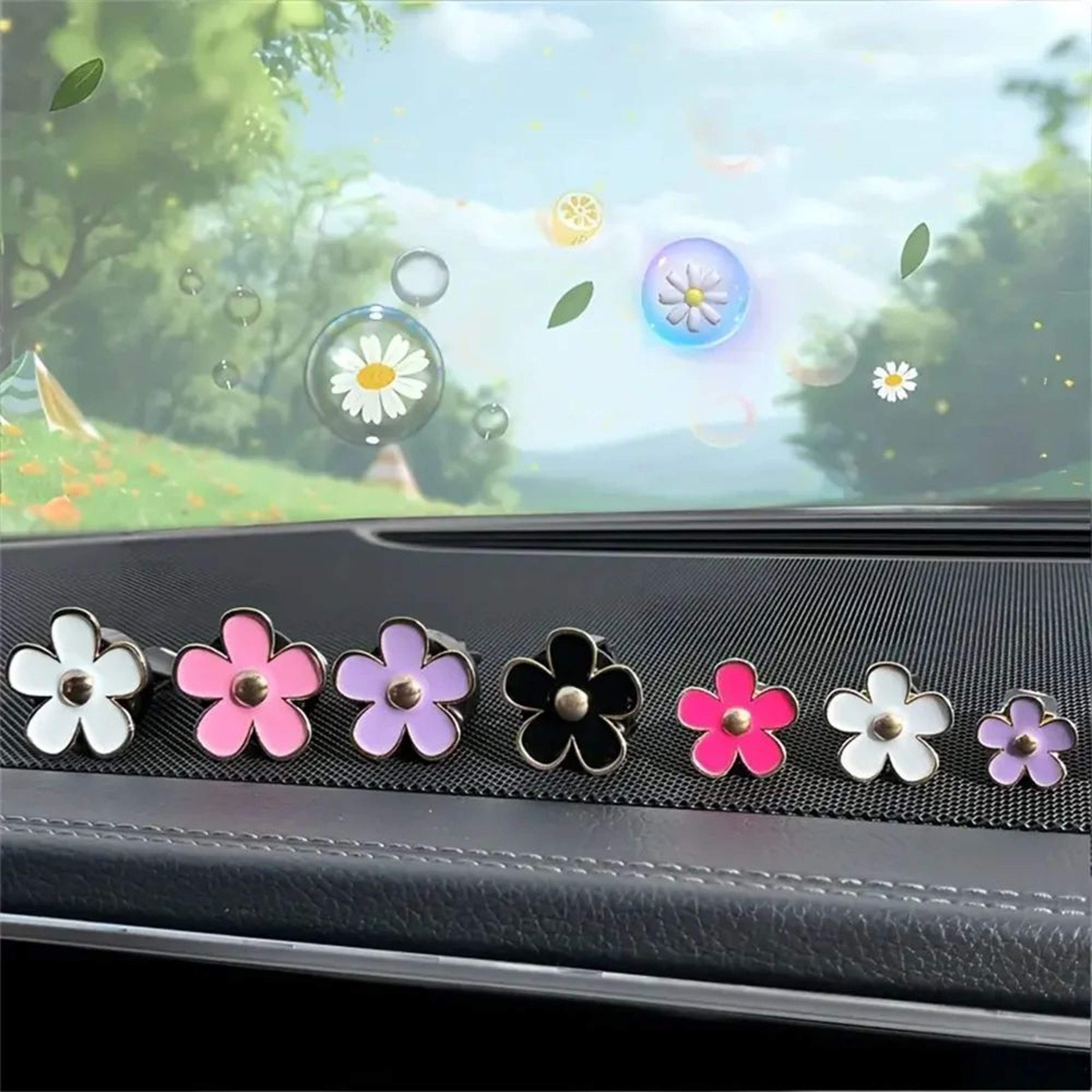 Daisy Flower Car Air Vent Perfume Clips Aromatherapy Freshener Set 4