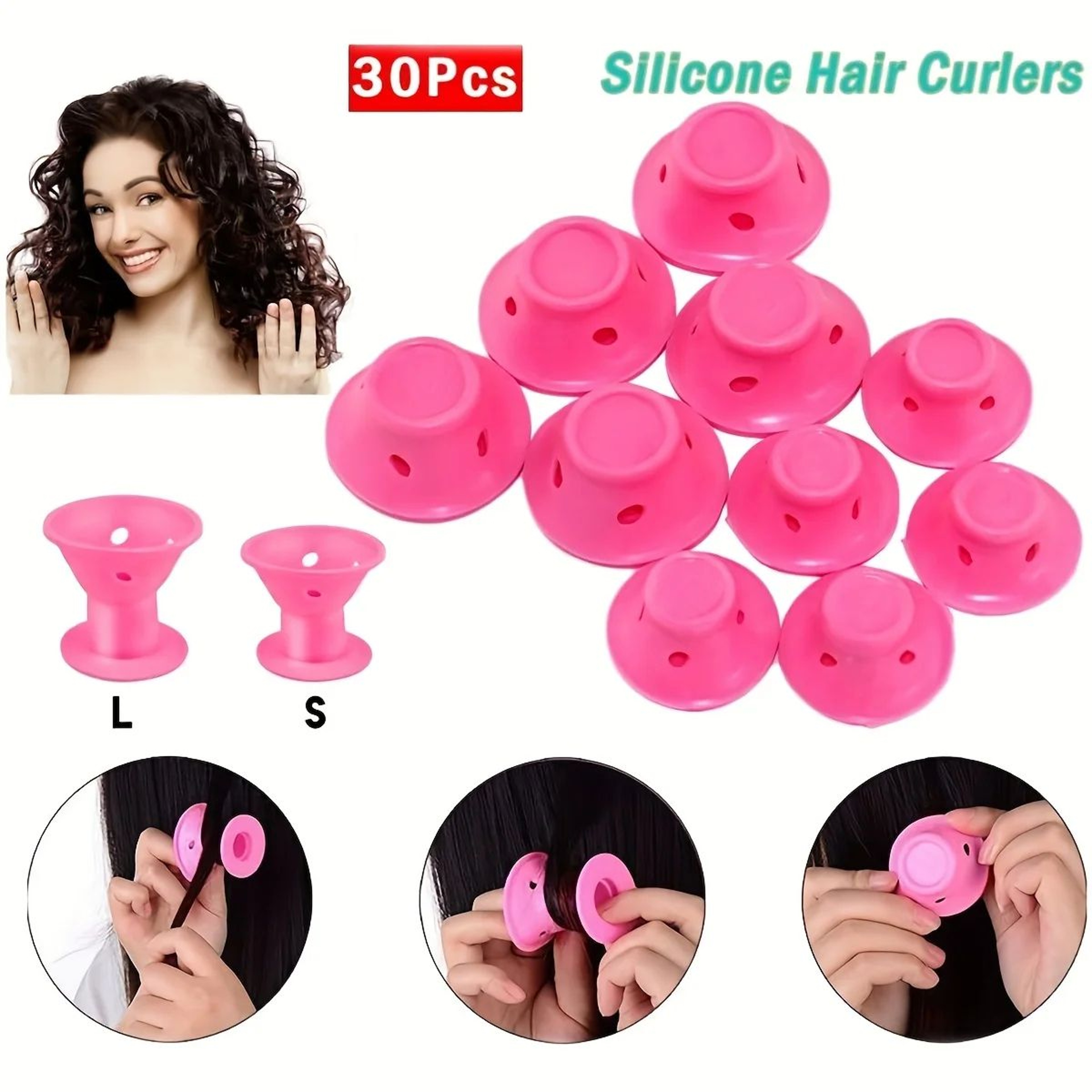 Heatless Silicone Hair Curlers Set Bell Shaped Styling Rollers 2