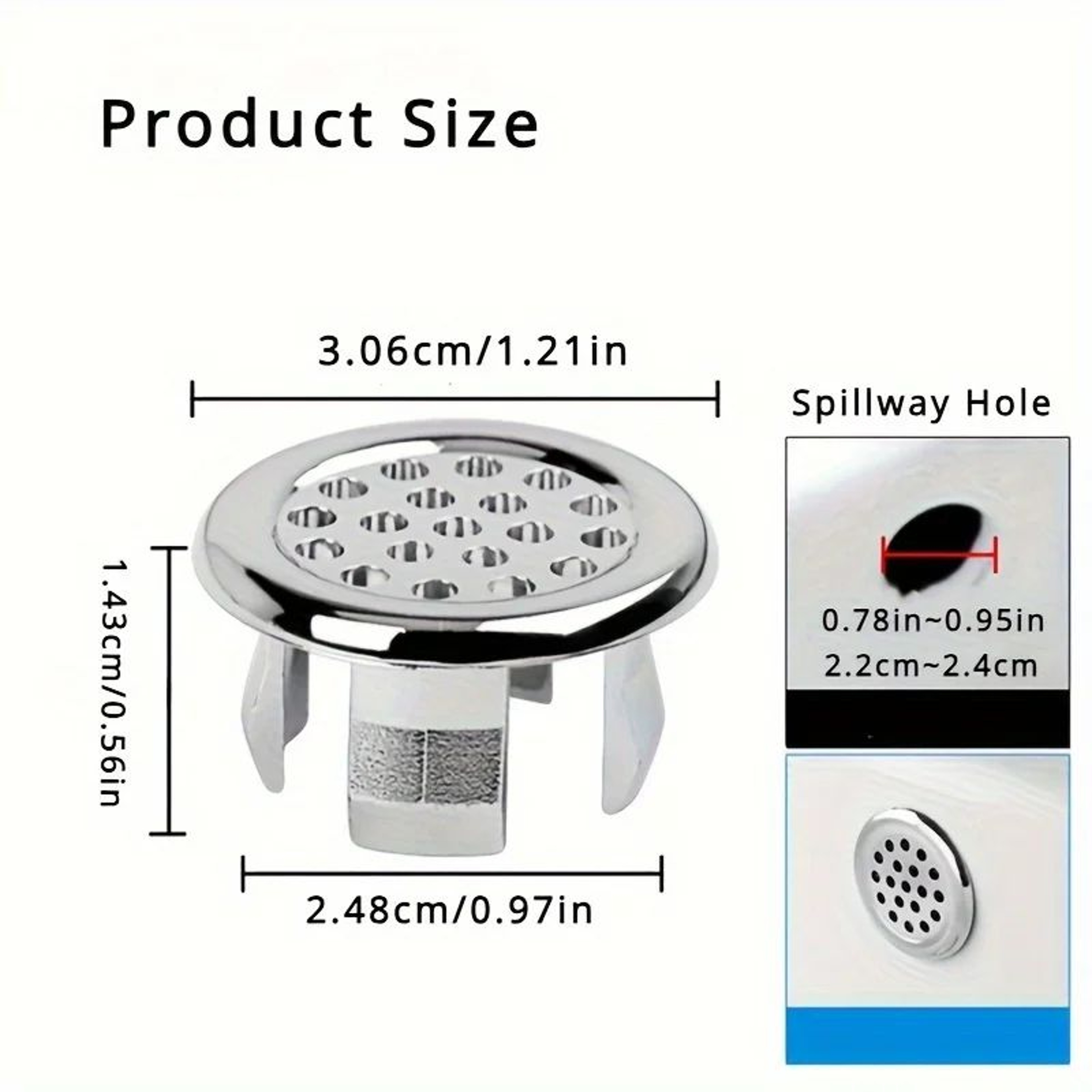 Chrome Sink Overflow Covers Round Basin Drain Plugs 5