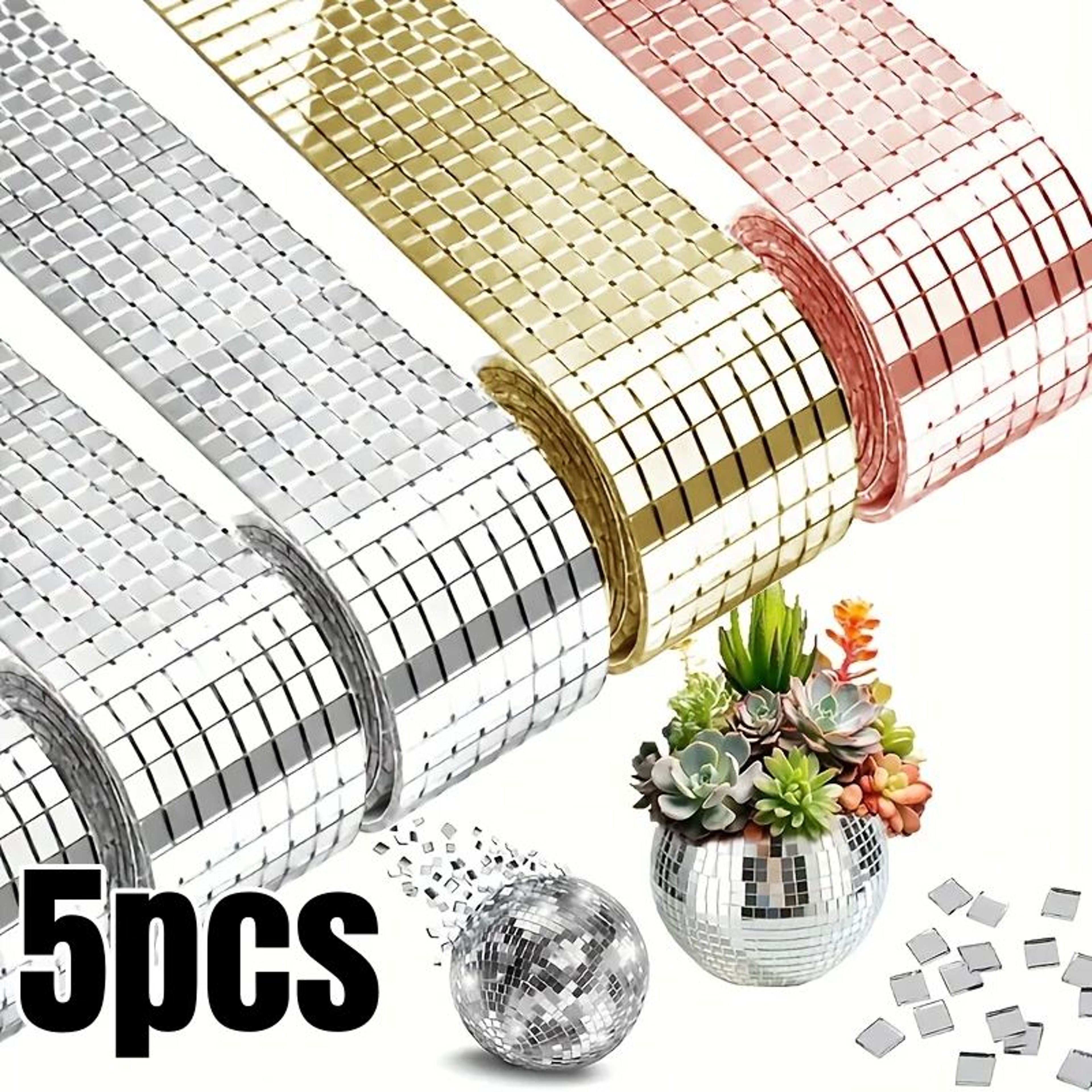 Self Adhesive Disco Ball Mirror Mosaic Tiles For DIY Crafts 0