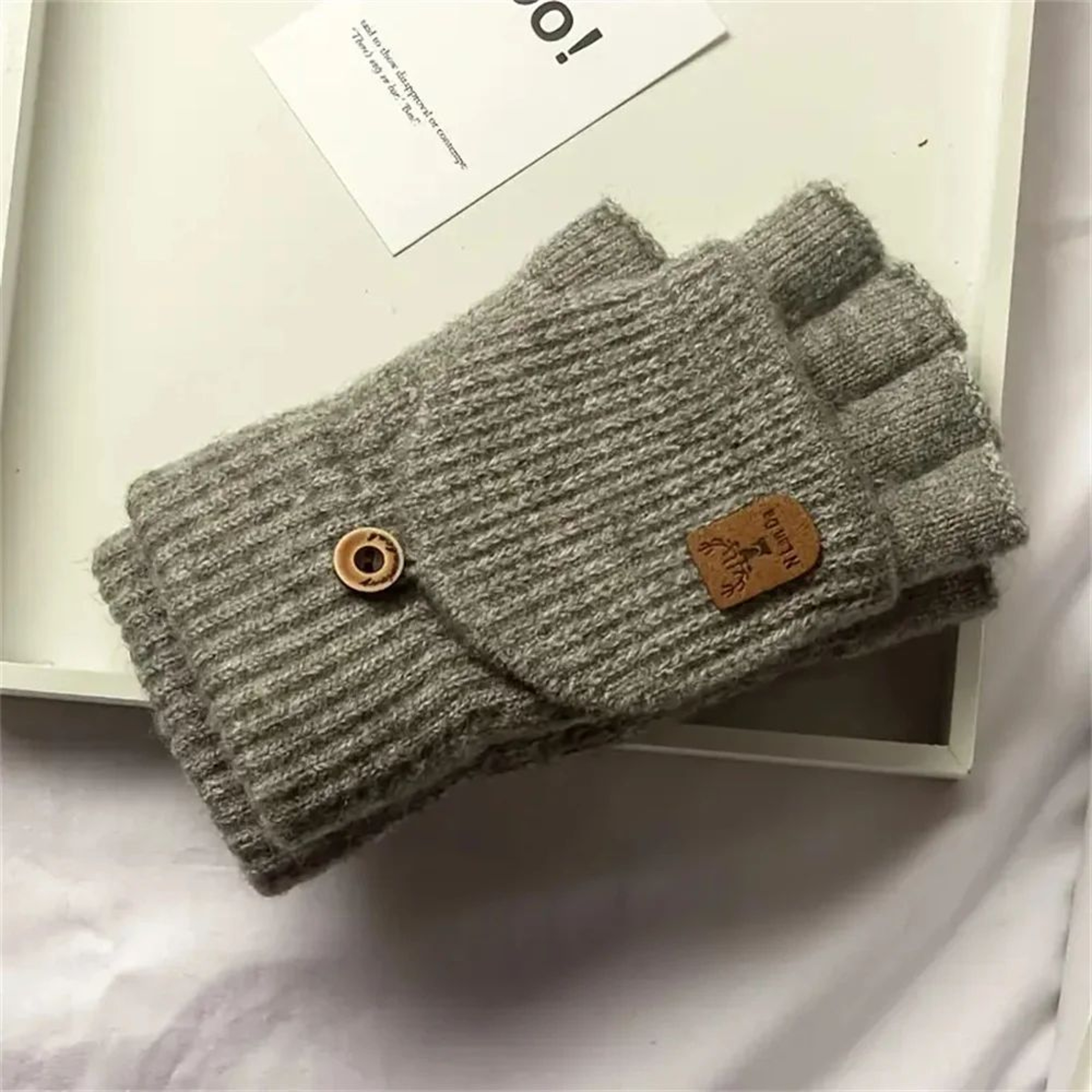 Winter Flip Top Half Finger Knitted Gloves For Men And Women 11