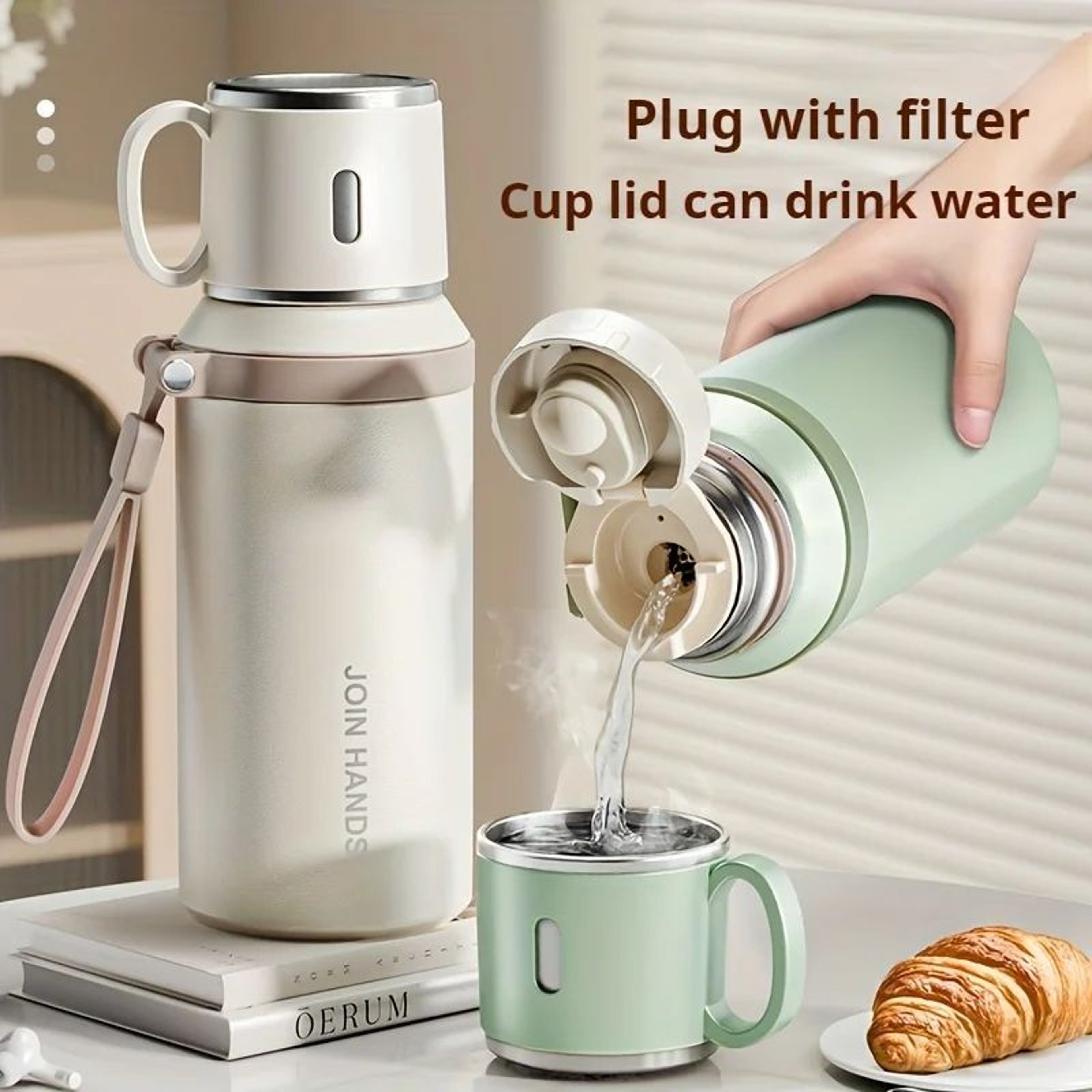 316 Stainless Steel Insulated Vacuum Water Bottle With Cup 2