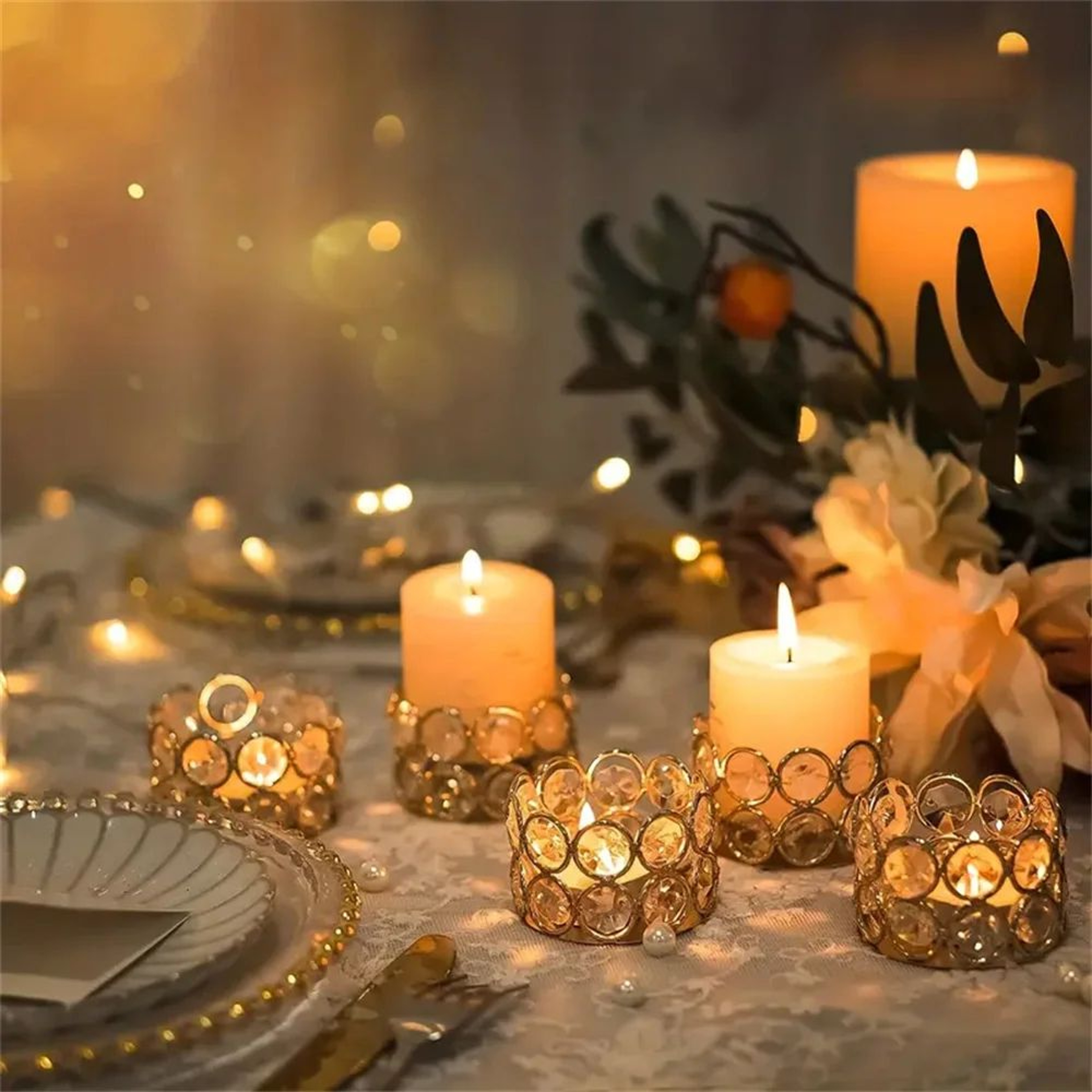 Crystal Tealight Candle Holders For Elegant Table Decor 4