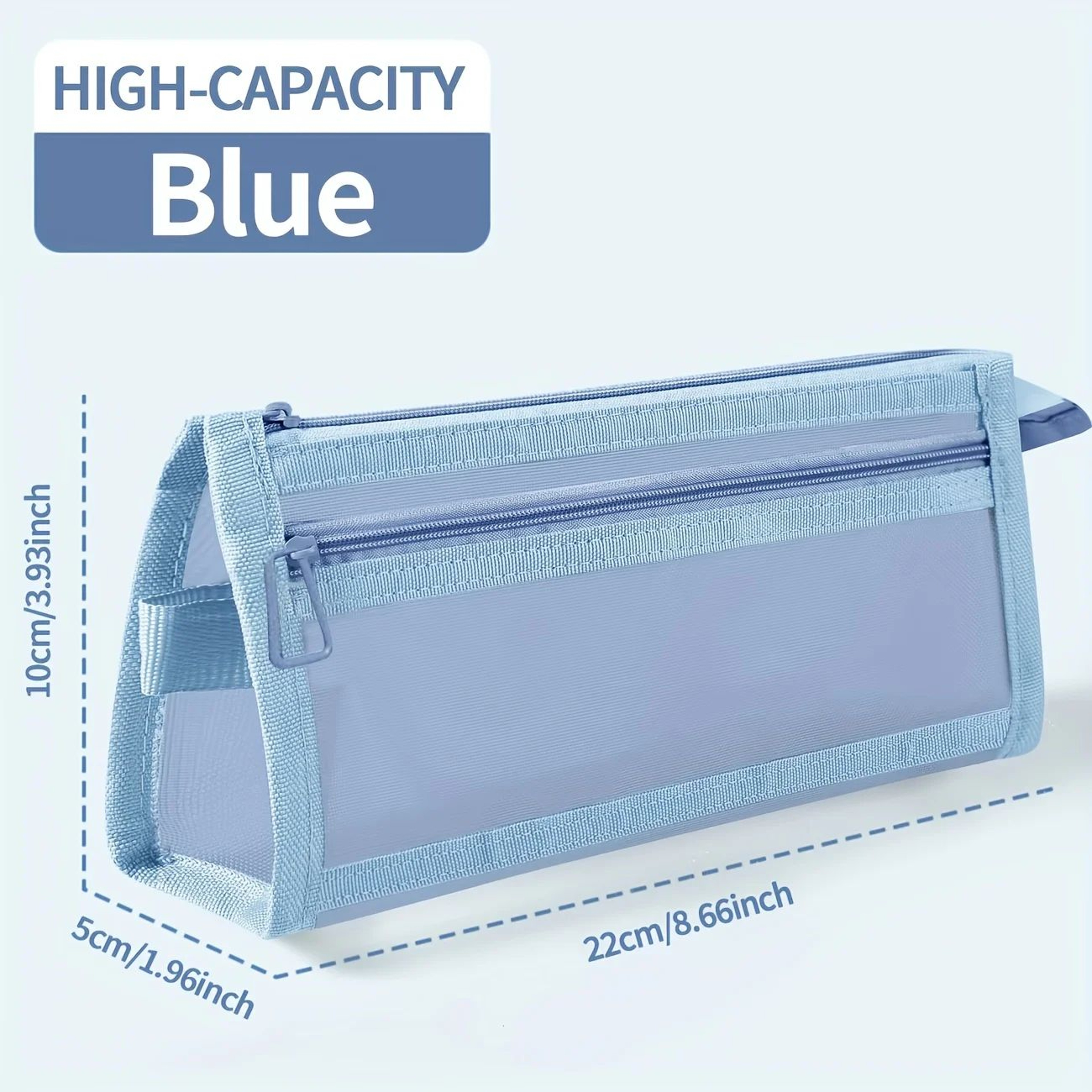 Morandi Double Layer Mesh Pencil Case With Handle 6