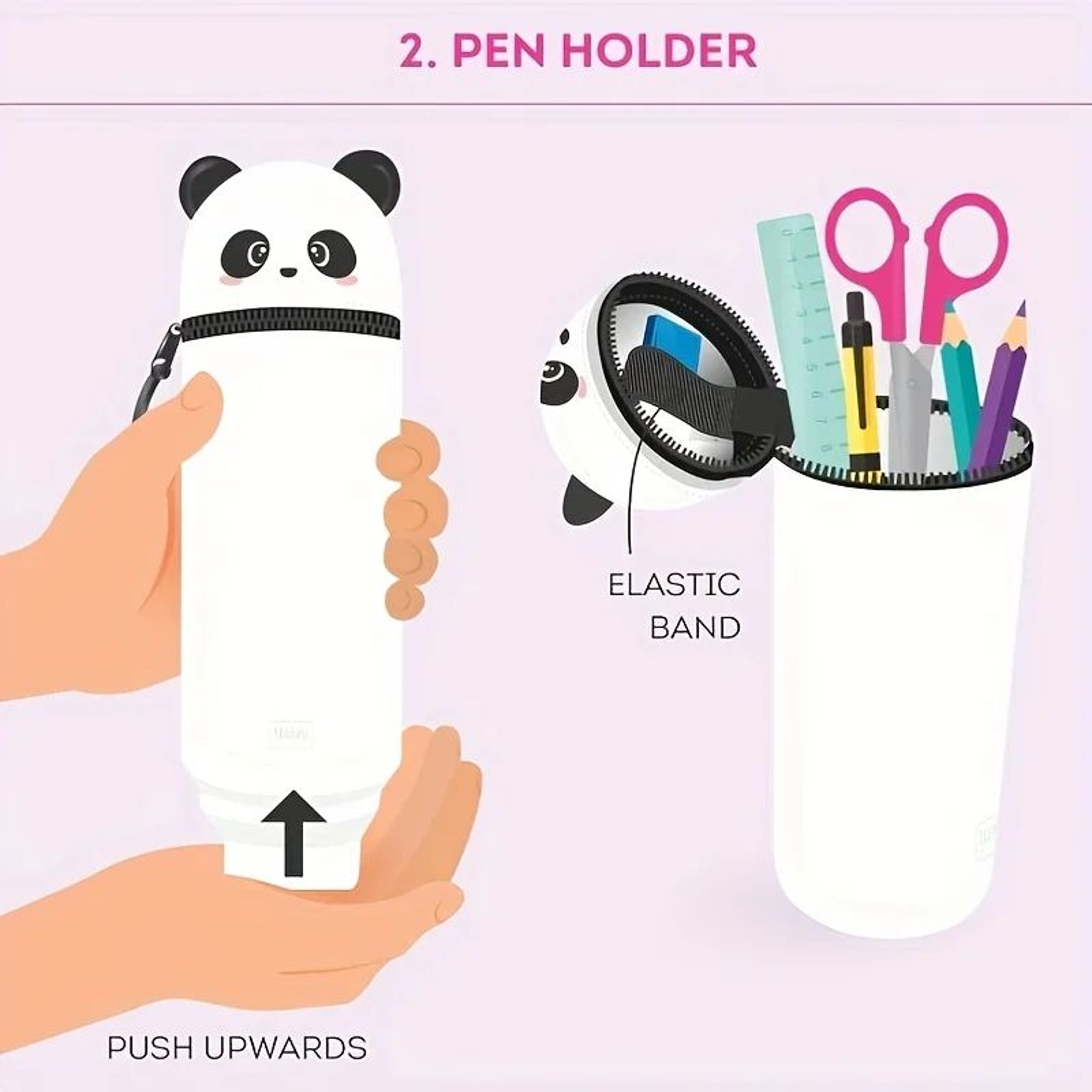 Cute Panda Silicone Pencil Case And Pen Holder 1