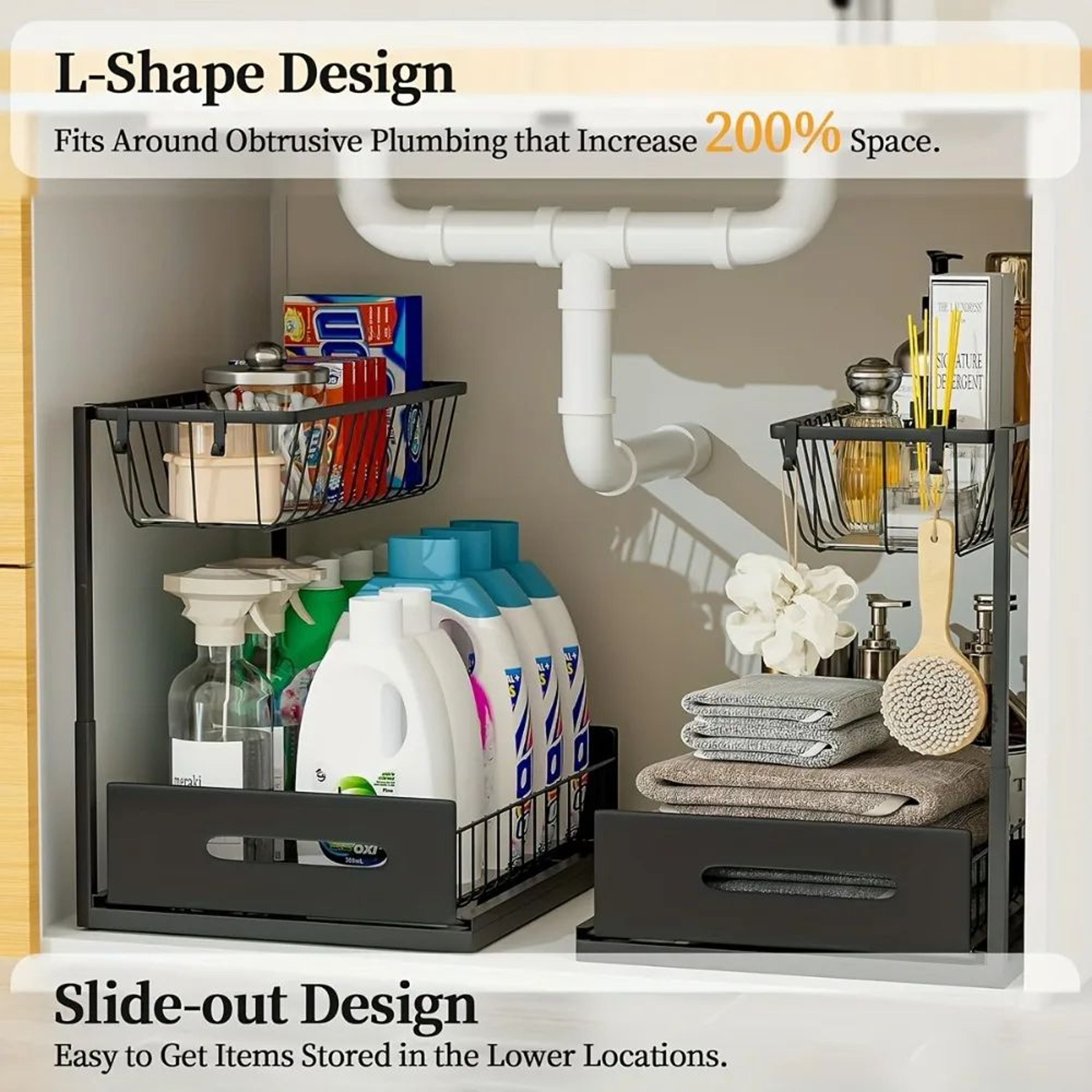 Metal Pull Out Under Sink Organizer With Sliding Drawer 2