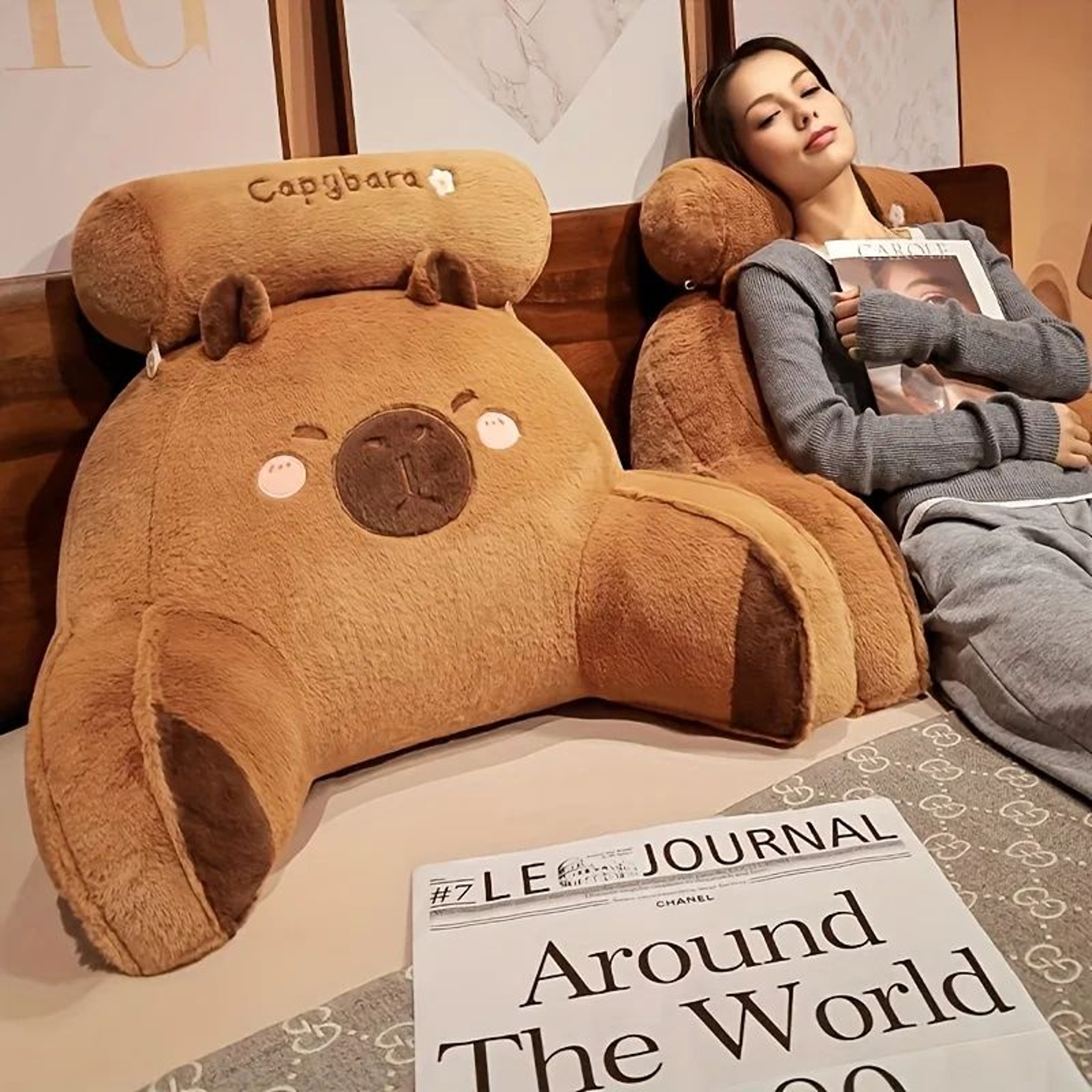 Cute Capybara Backrest Cushion And Reading Support Pillow 0