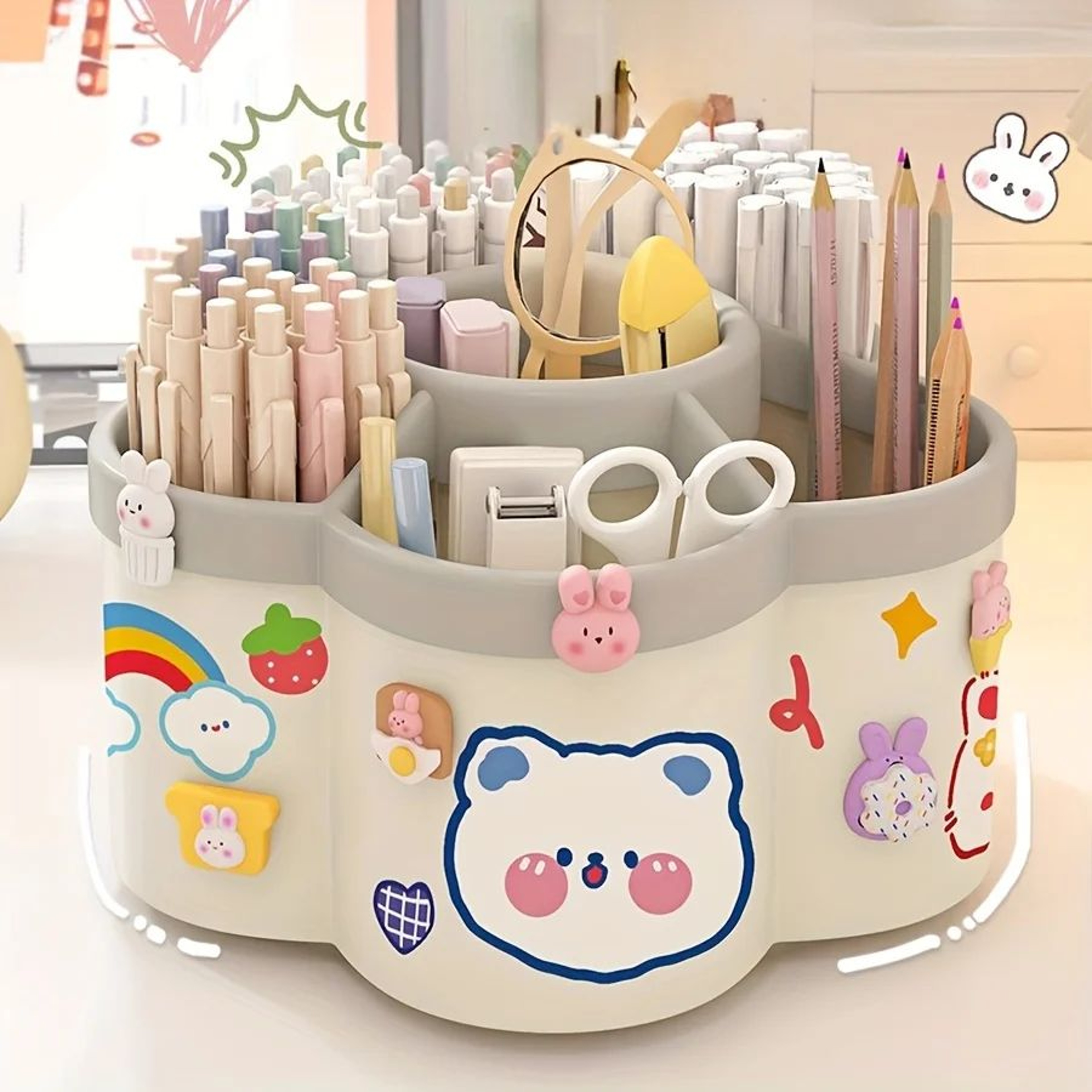 Rotating Multi Compartment Desk Organizer Caddy 3