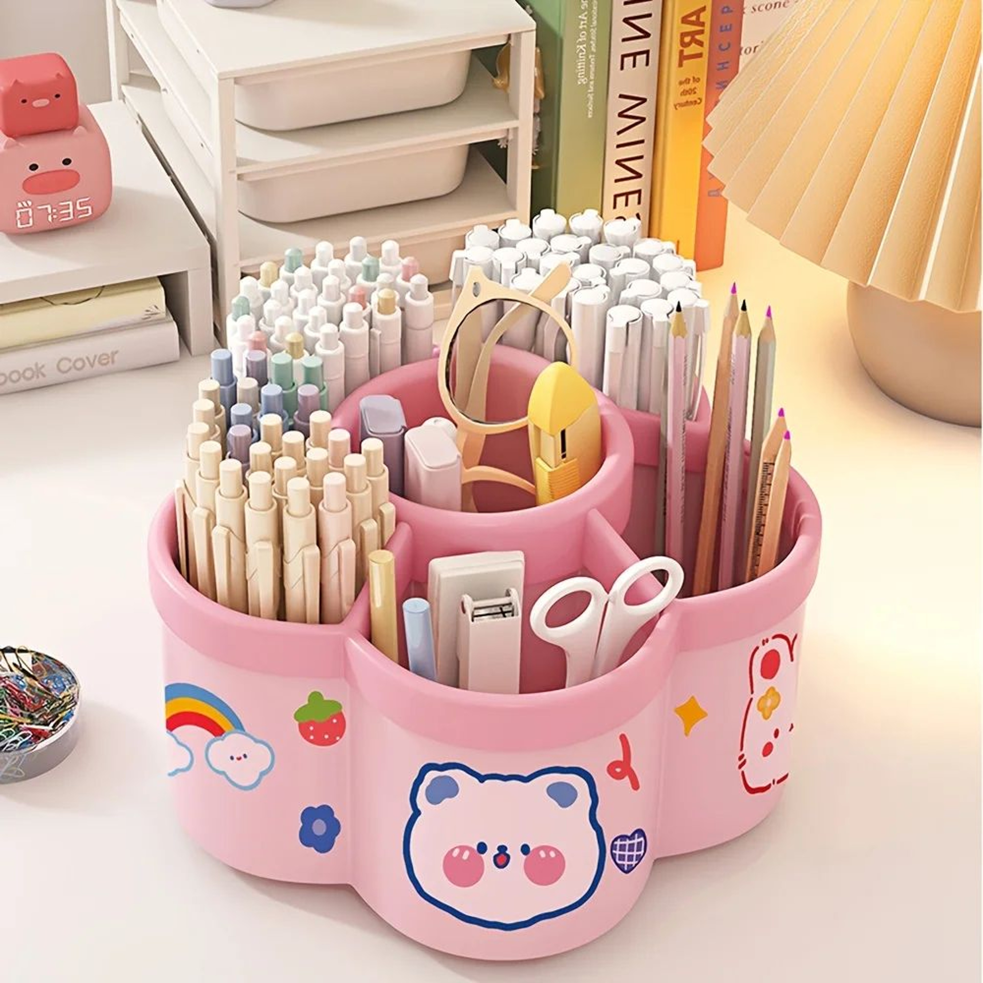 Rotating Multi Compartment Desk Organizer Caddy 8