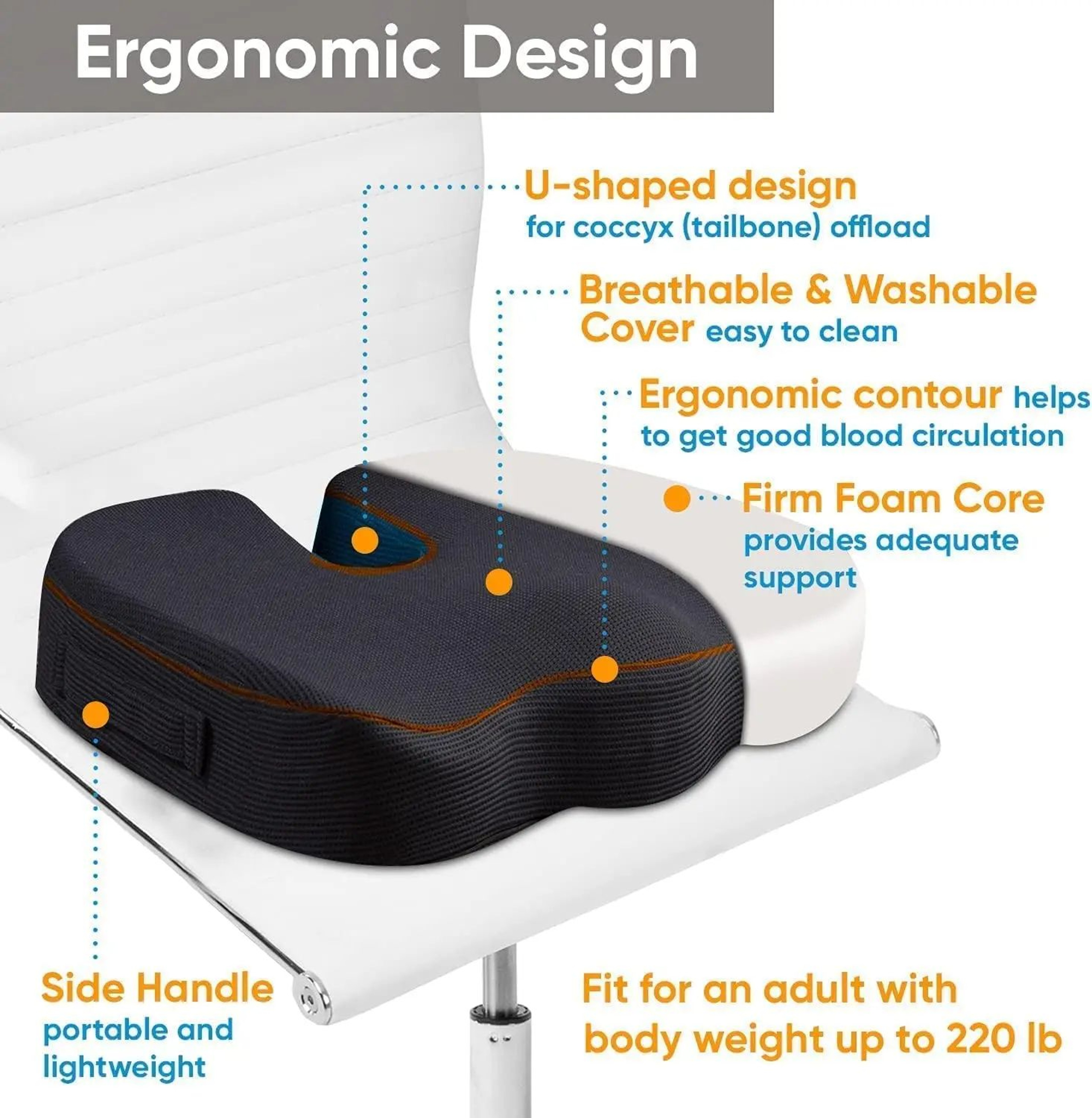 U Shaped Memory Foam Seat Cushion For Car Office And Travel 3