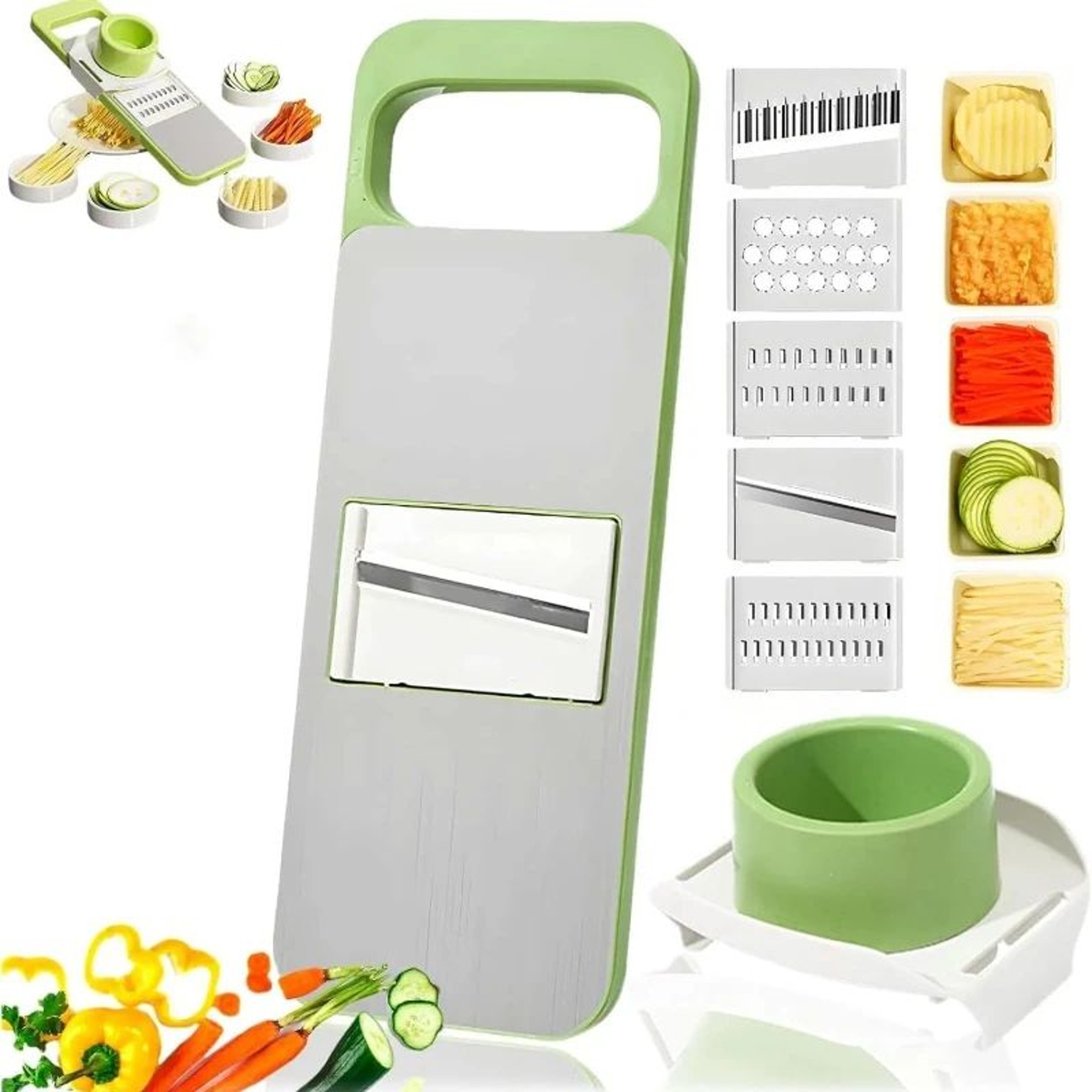 7 Piece Stainless Steel Vegetable Slicer Grater And Shredder Set 0