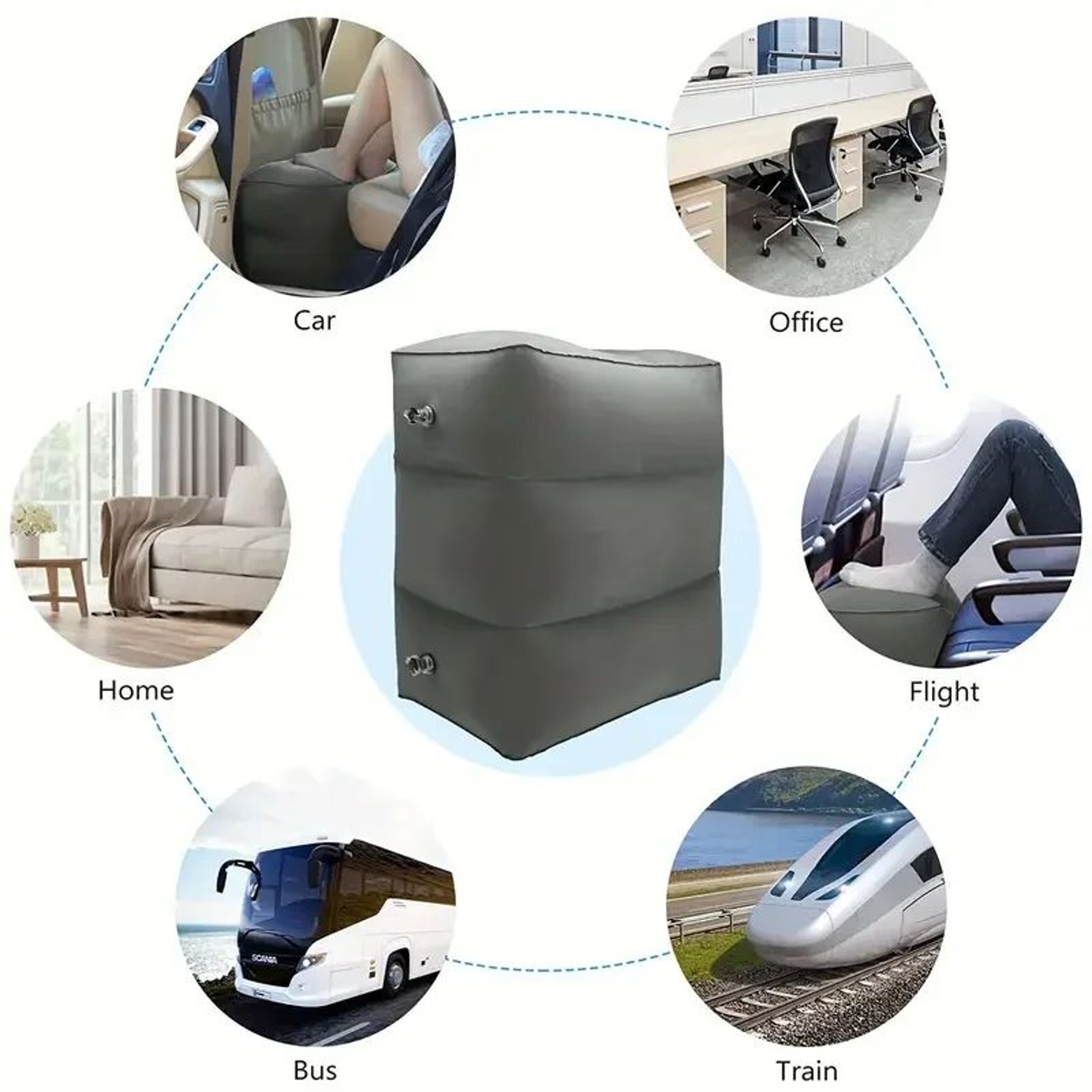 Adjustable 3 Layer Inflatable Travel Foot Rest Pillow 2
