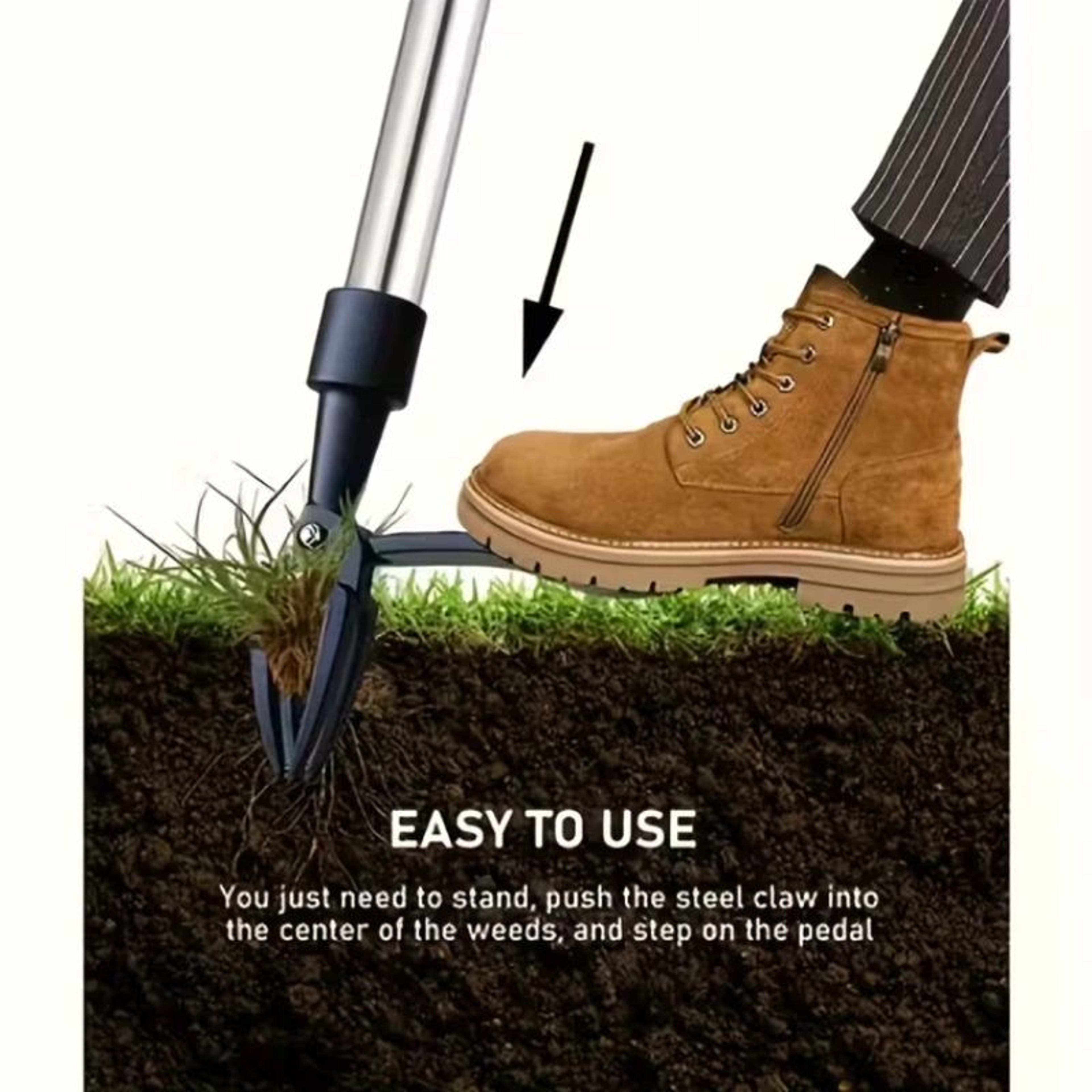 Heavy Duty 4 Claw Stand Up Weed Puller With Adjustable Height 1