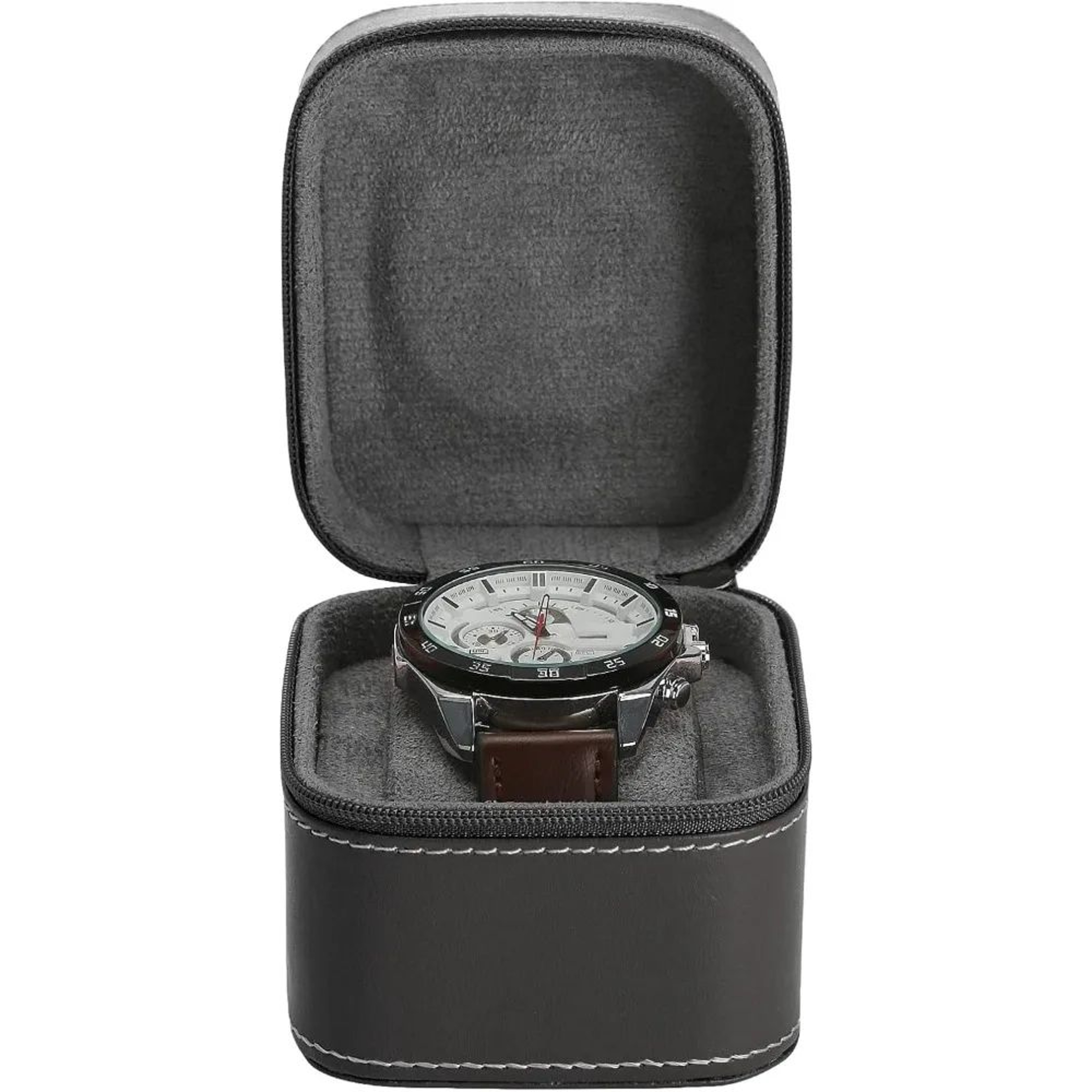 Portable Single Watch Travel Case With Zipper And Pillow 2
