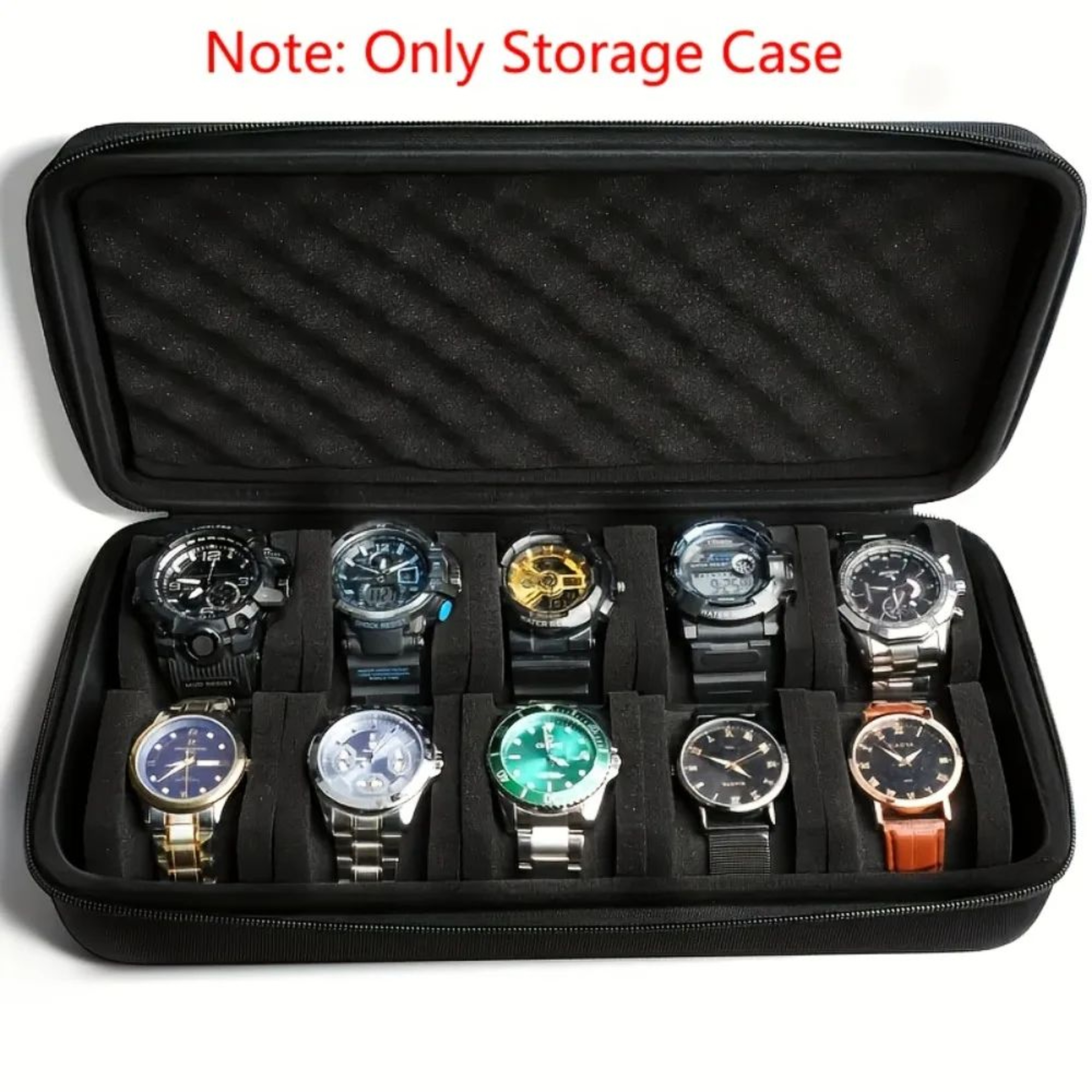 Black Hard Case Watch Travel Storage Box With Soft Foam Pad 3
