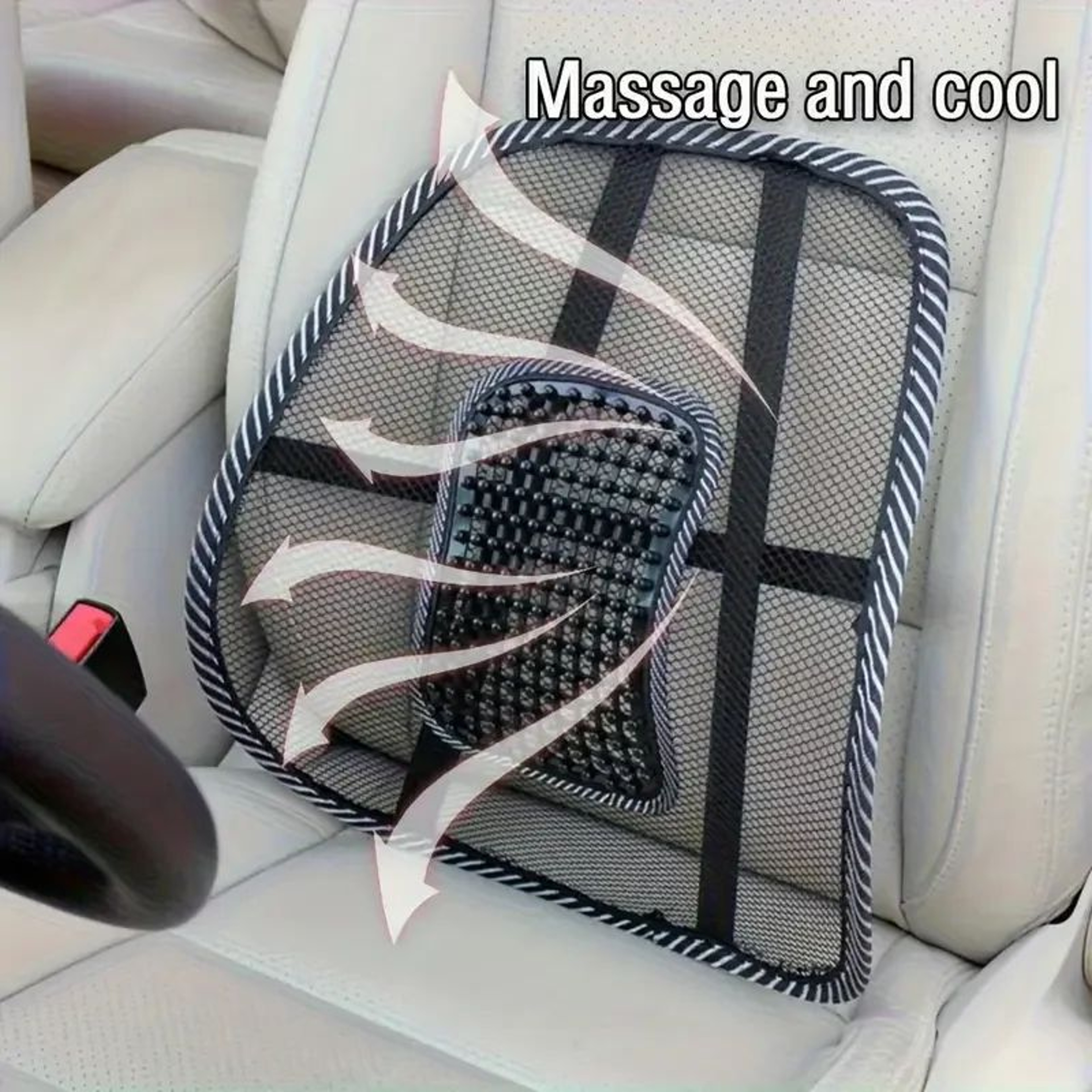Ergonomic Mesh Lumbar Support Cushion With Massage Beads 5