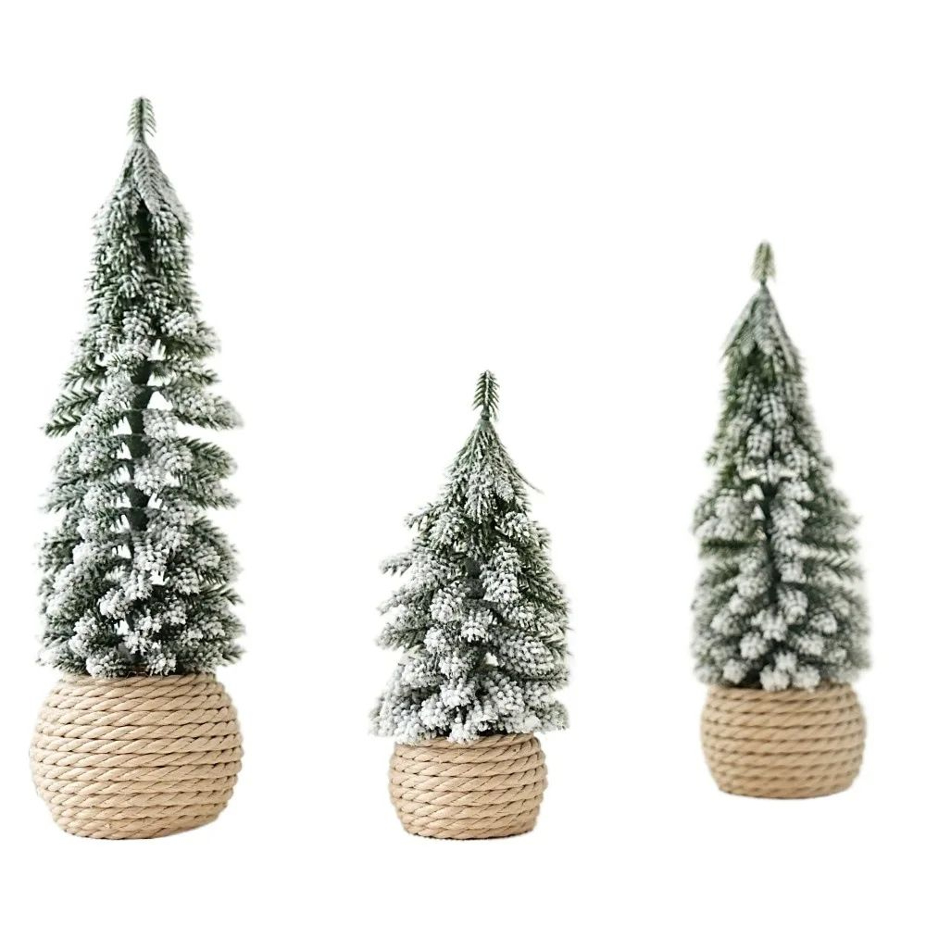 Mini Flocked Cedar Christmas Tree Desktop Decoration 4