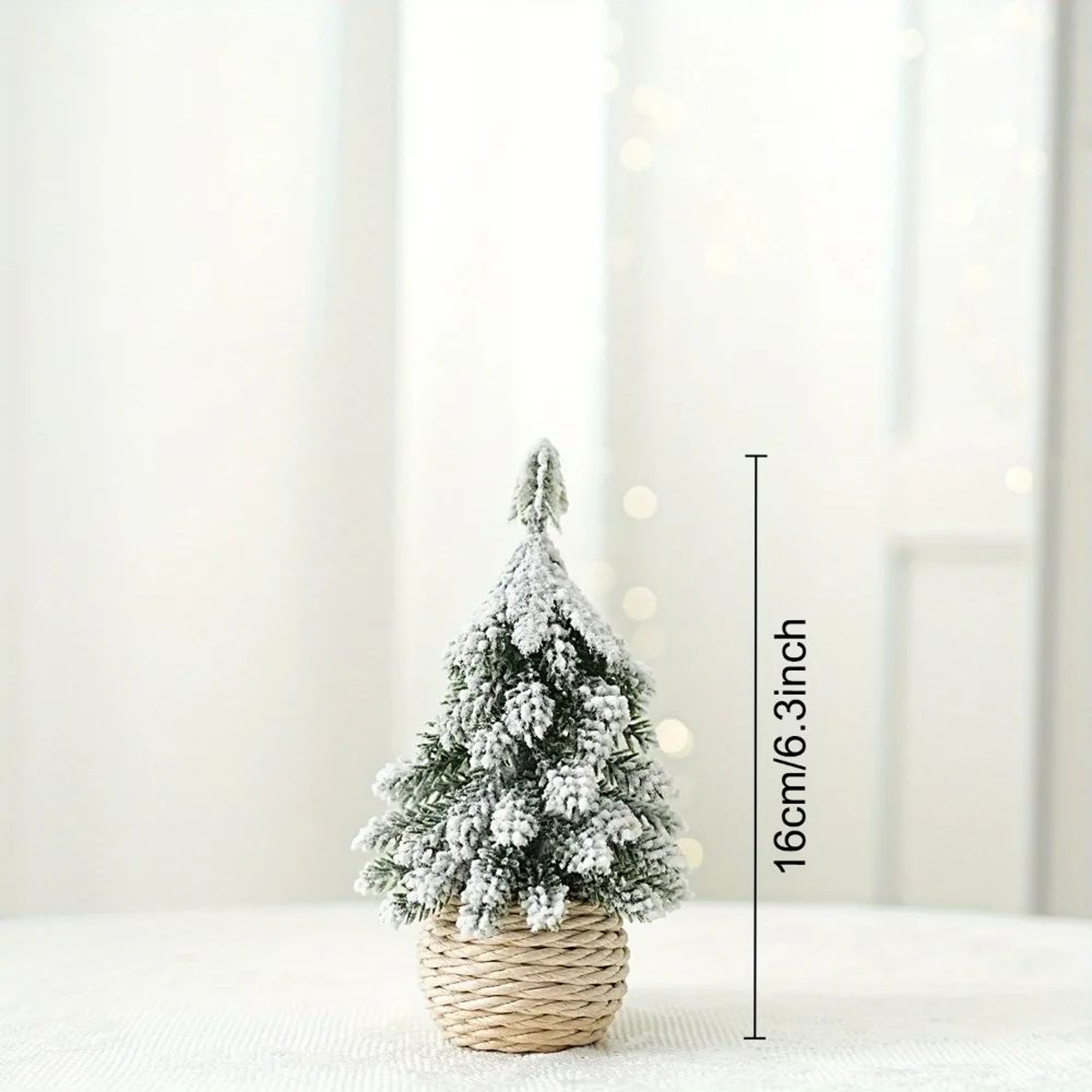 Mini Flocked Cedar Christmas Tree Desktop Decoration 6