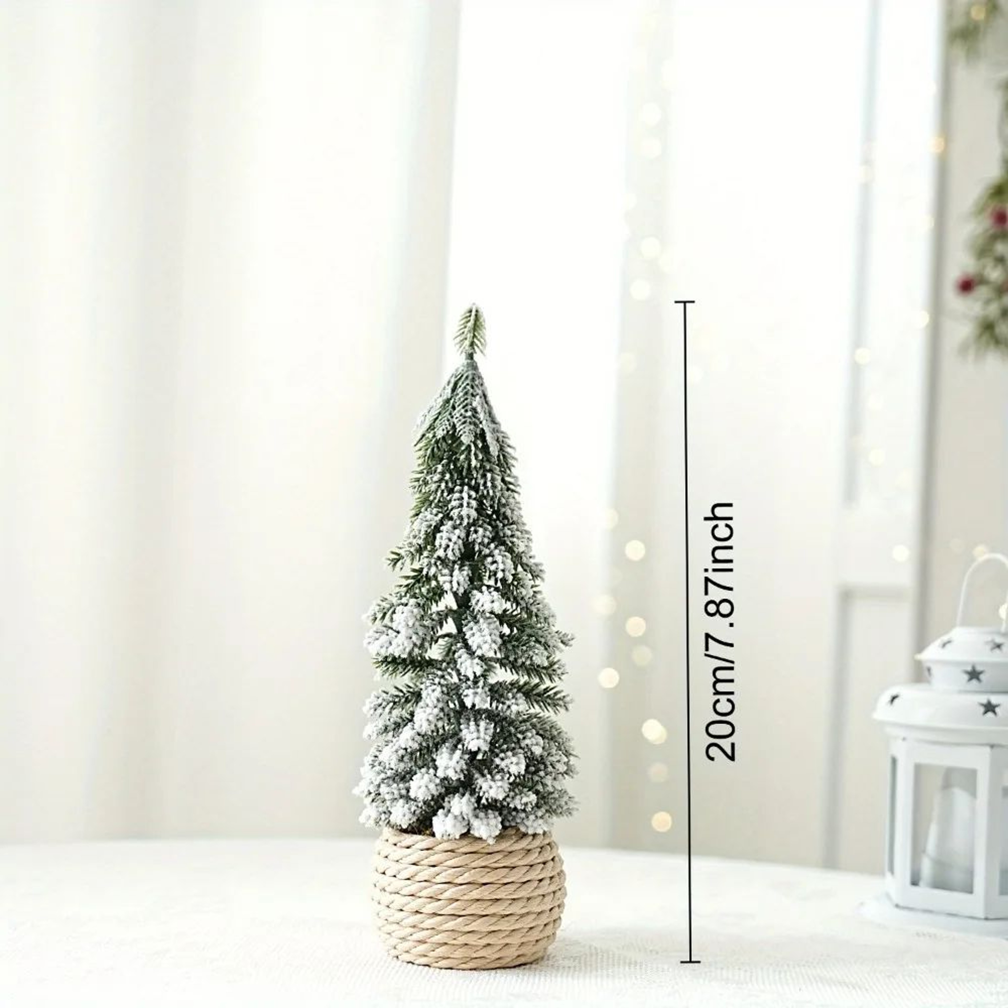 Mini Flocked Cedar Christmas Tree Desktop Decoration 7
