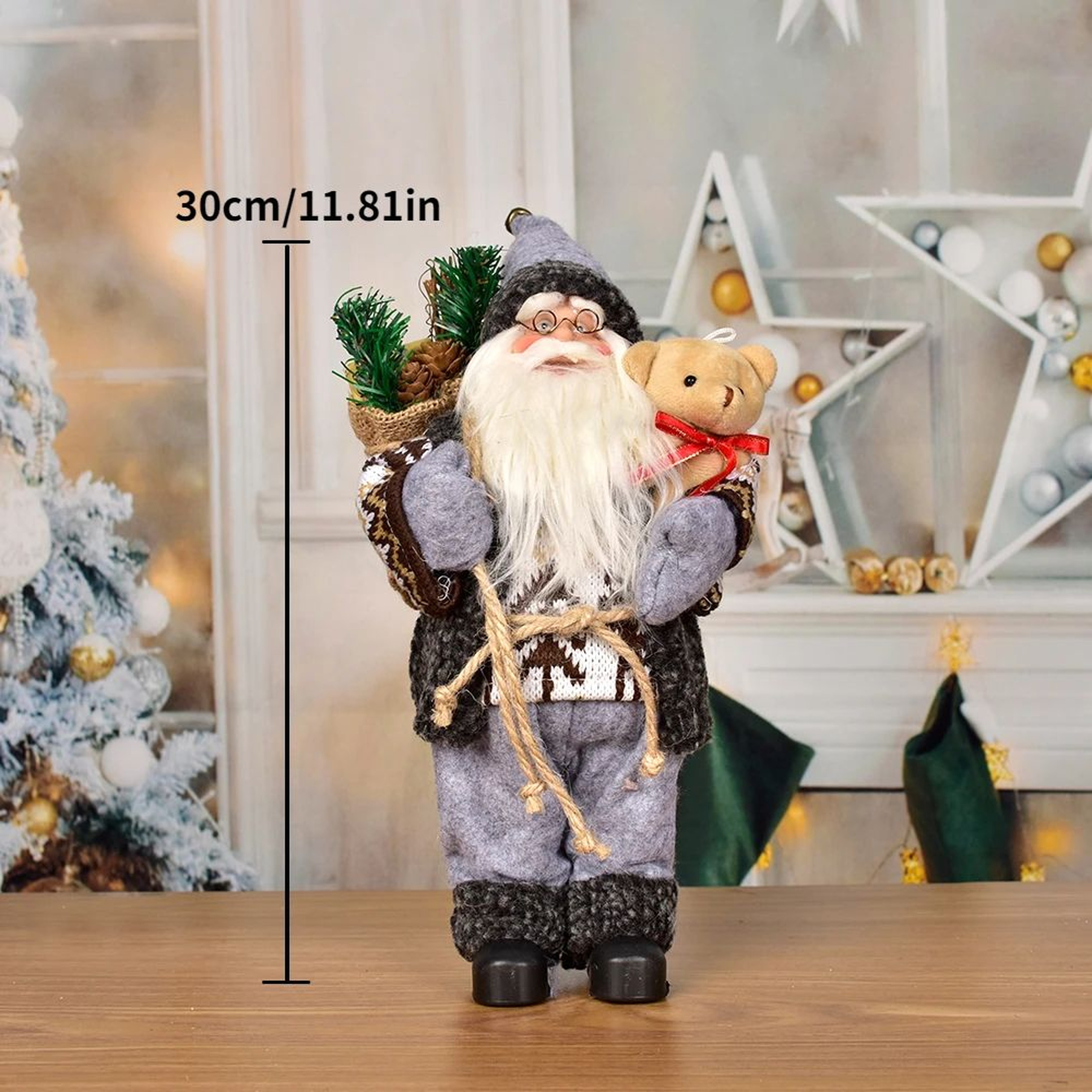30CM Standing Santa Claus Doll Christmas Decoration 11