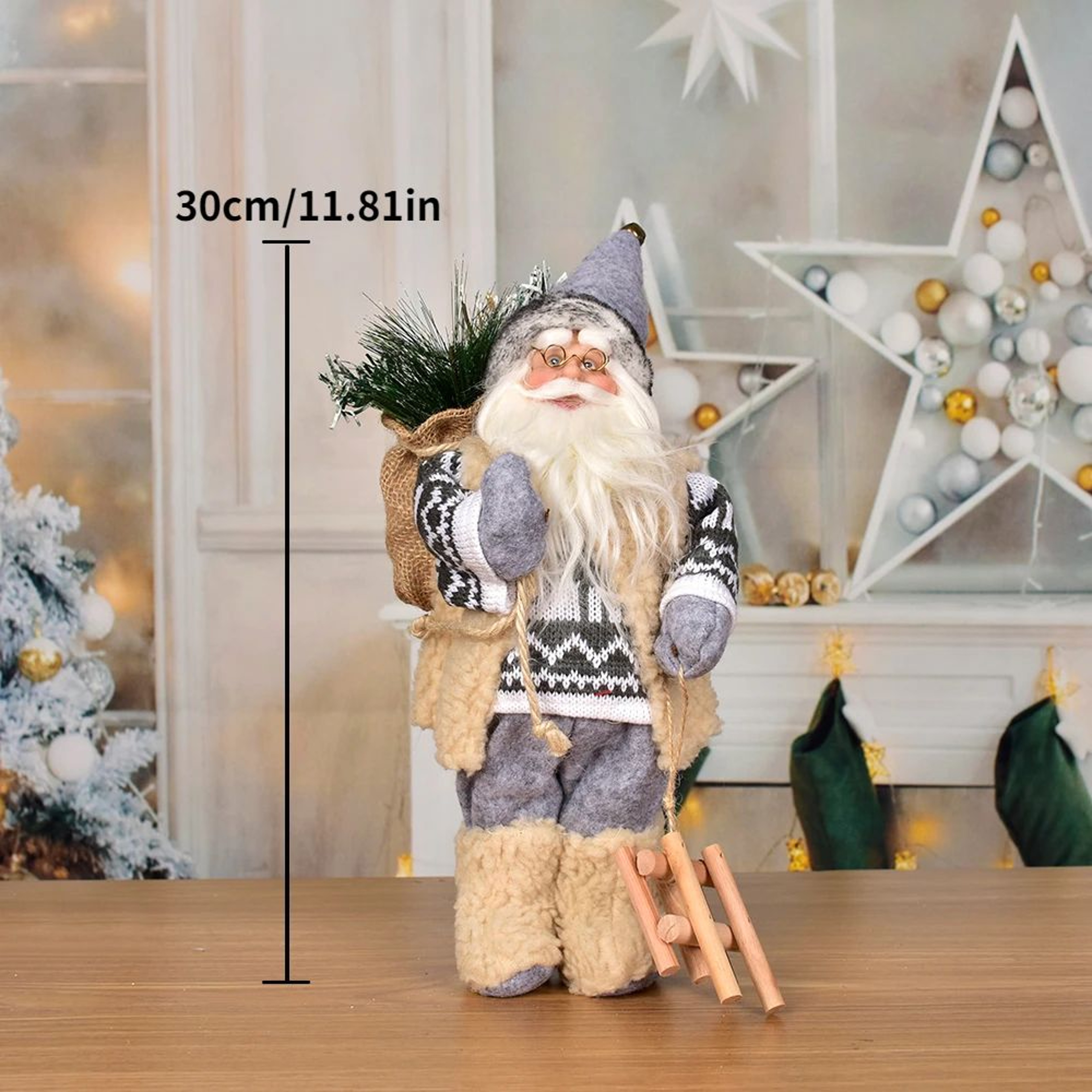 30CM Standing Santa Claus Doll Christmas Decoration 12
