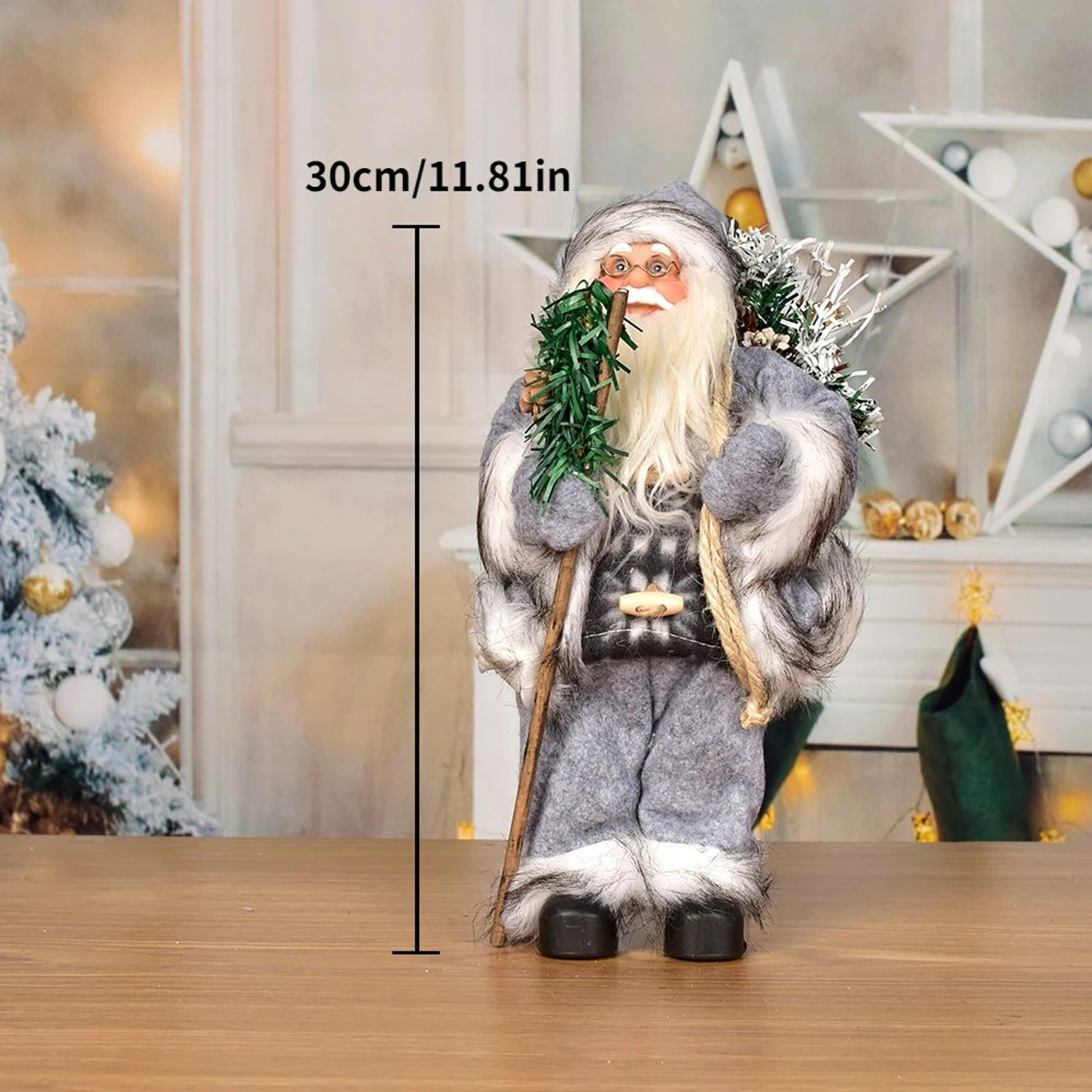 30CM Standing Santa Claus Doll Christmas Decoration 14