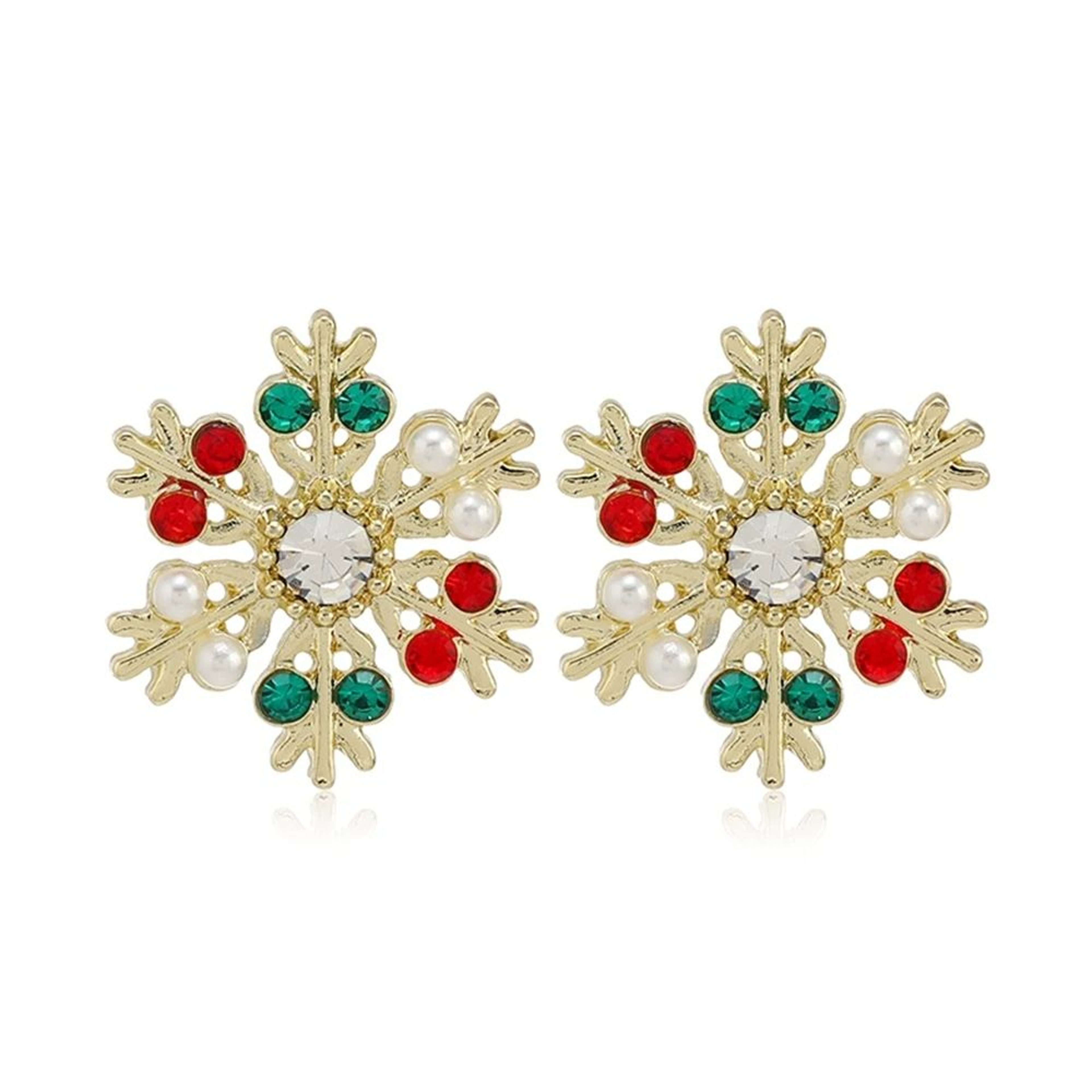 Trendy Christmas Rhinestone Pearl Stud Earrings 9