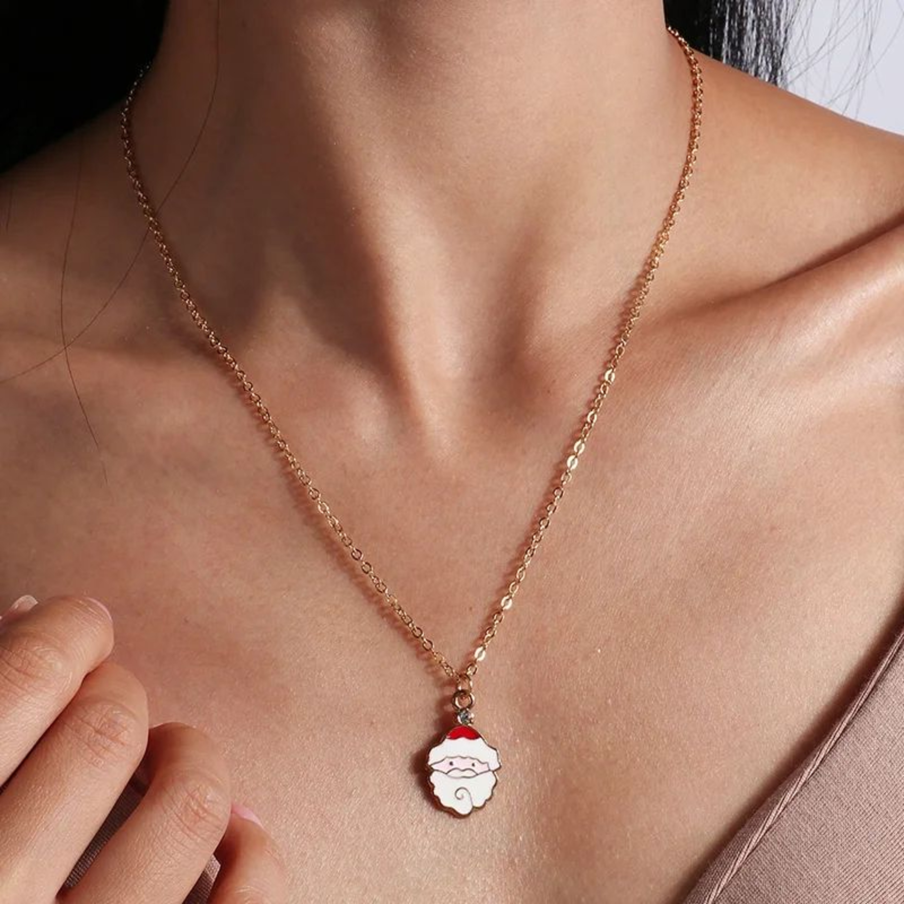 Cute Christmas Enamel Pendant Necklace For Women 10