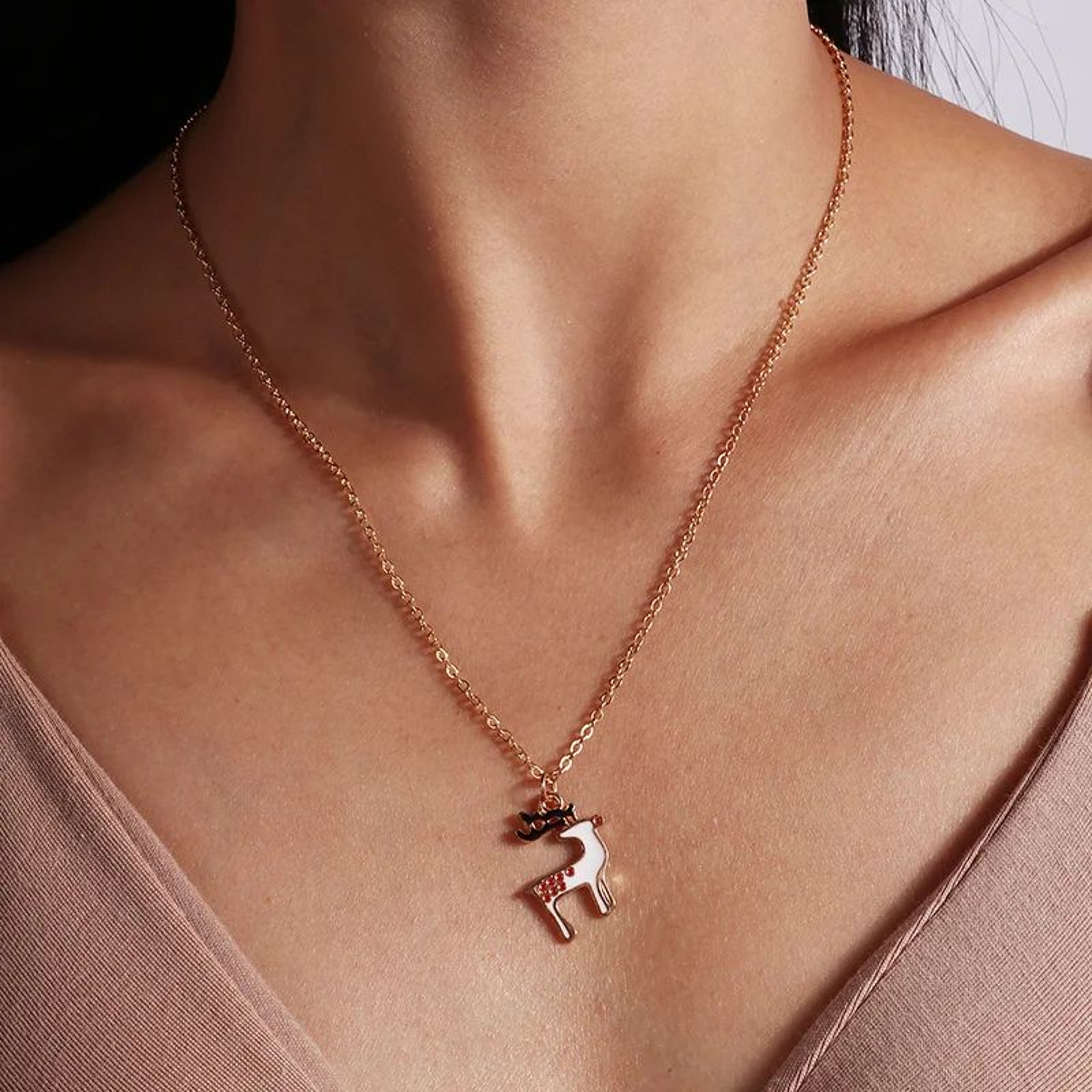 Cute Christmas Enamel Pendant Necklace For Women 6