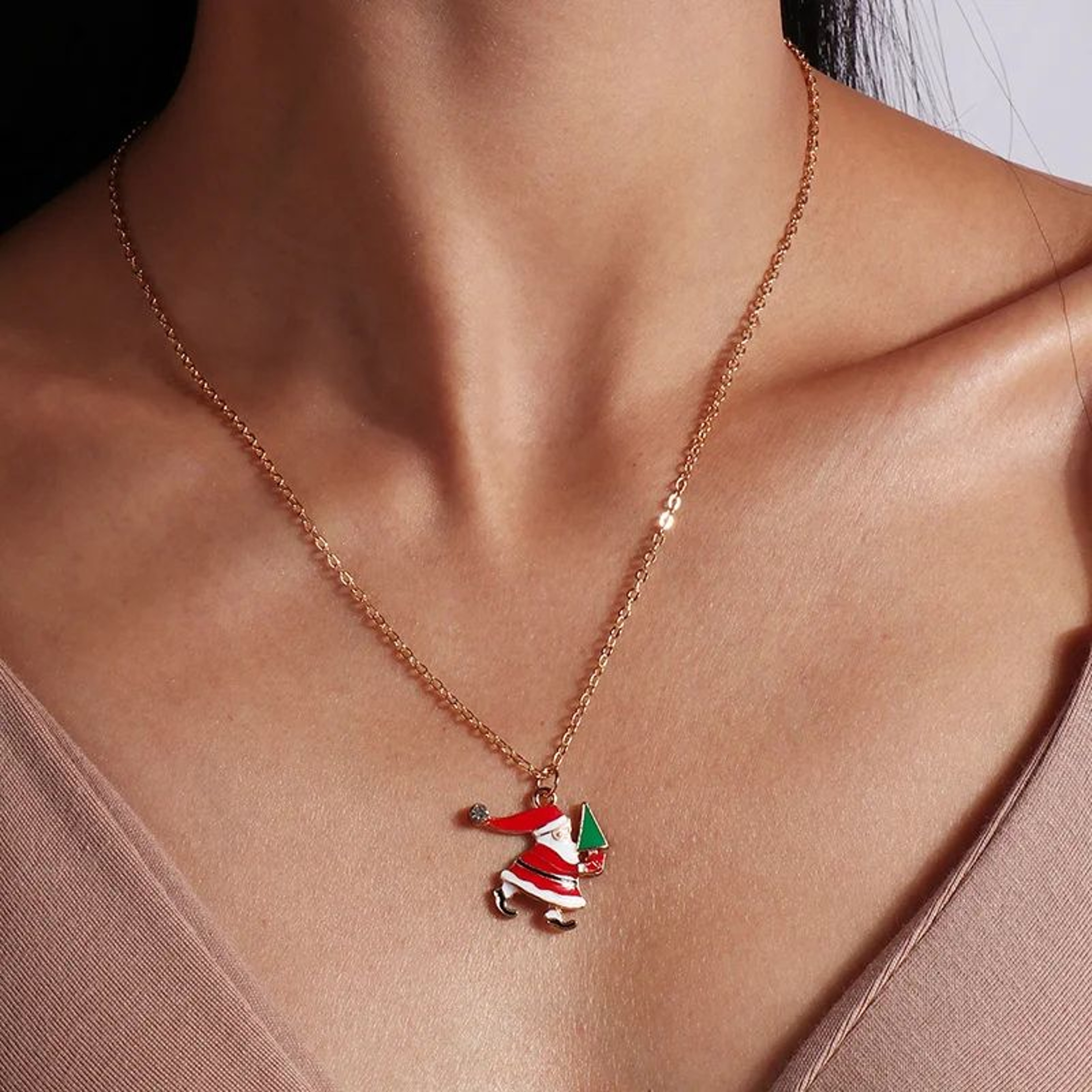 Cute Christmas Enamel Pendant Necklace For Women 20