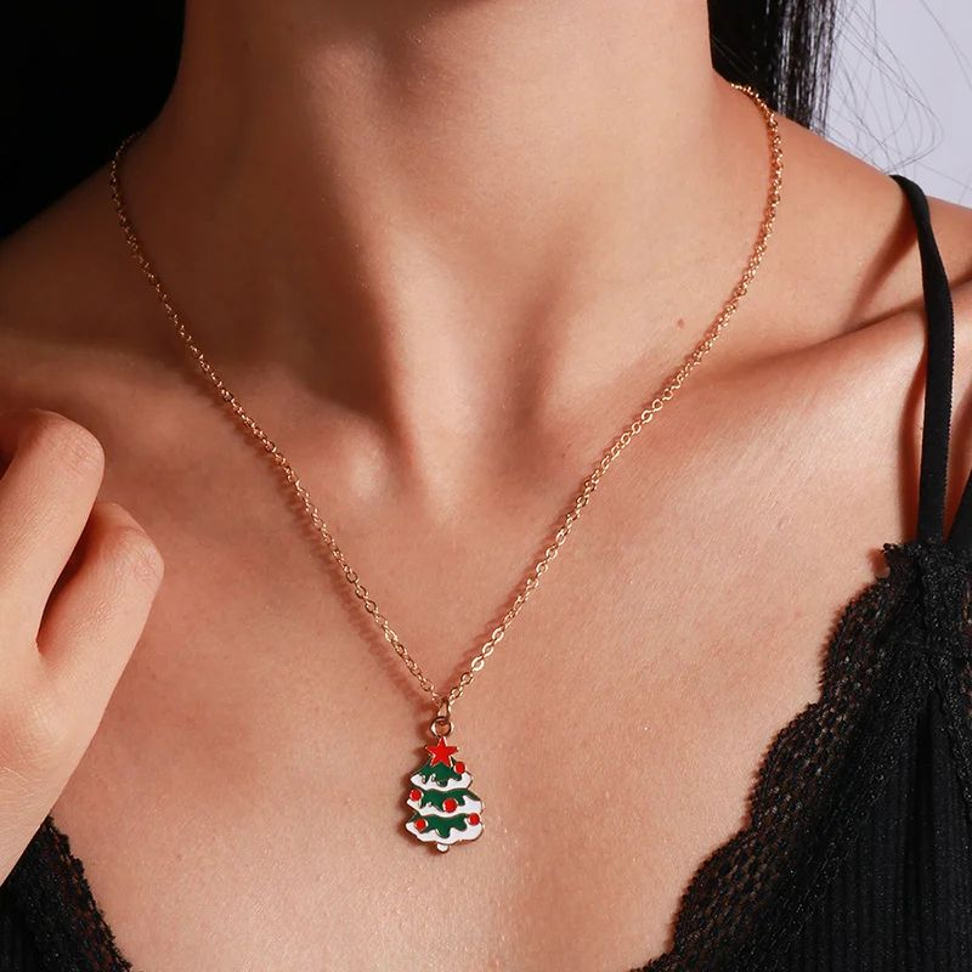 Cute Christmas Enamel Pendant Necklace For Women 18