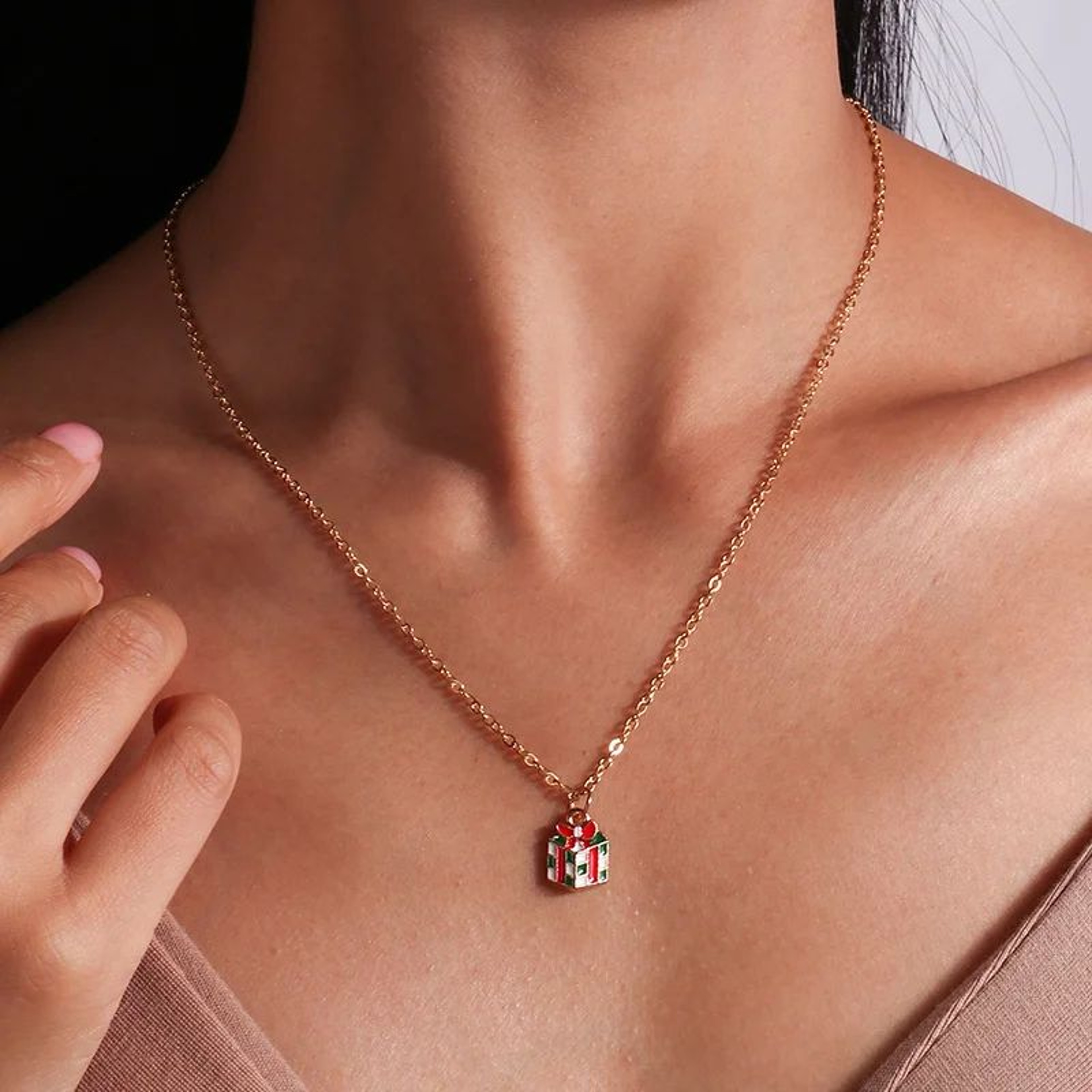 Cute Christmas Enamel Pendant Necklace For Women 24