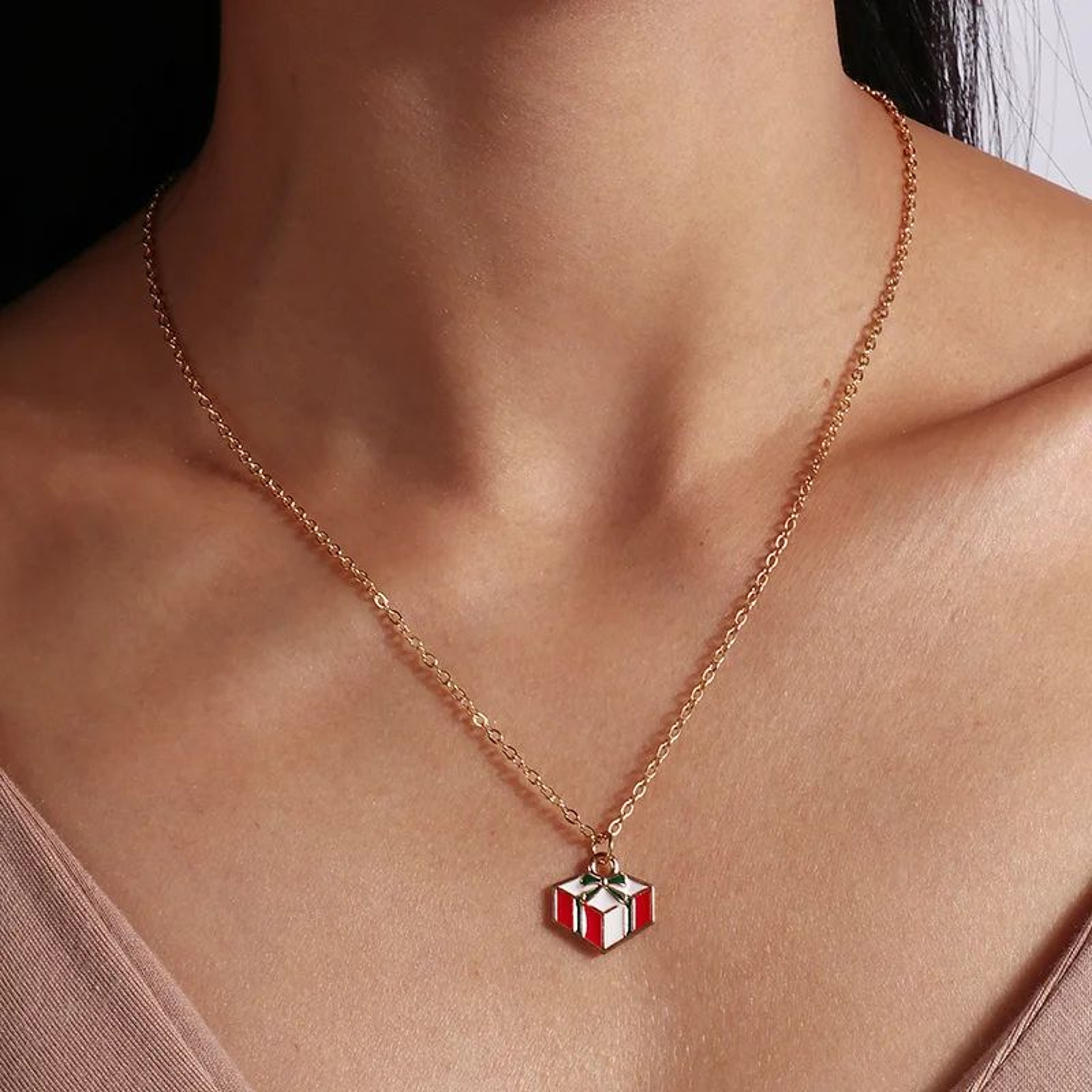 Cute Christmas Enamel Pendant Necklace For Women 22