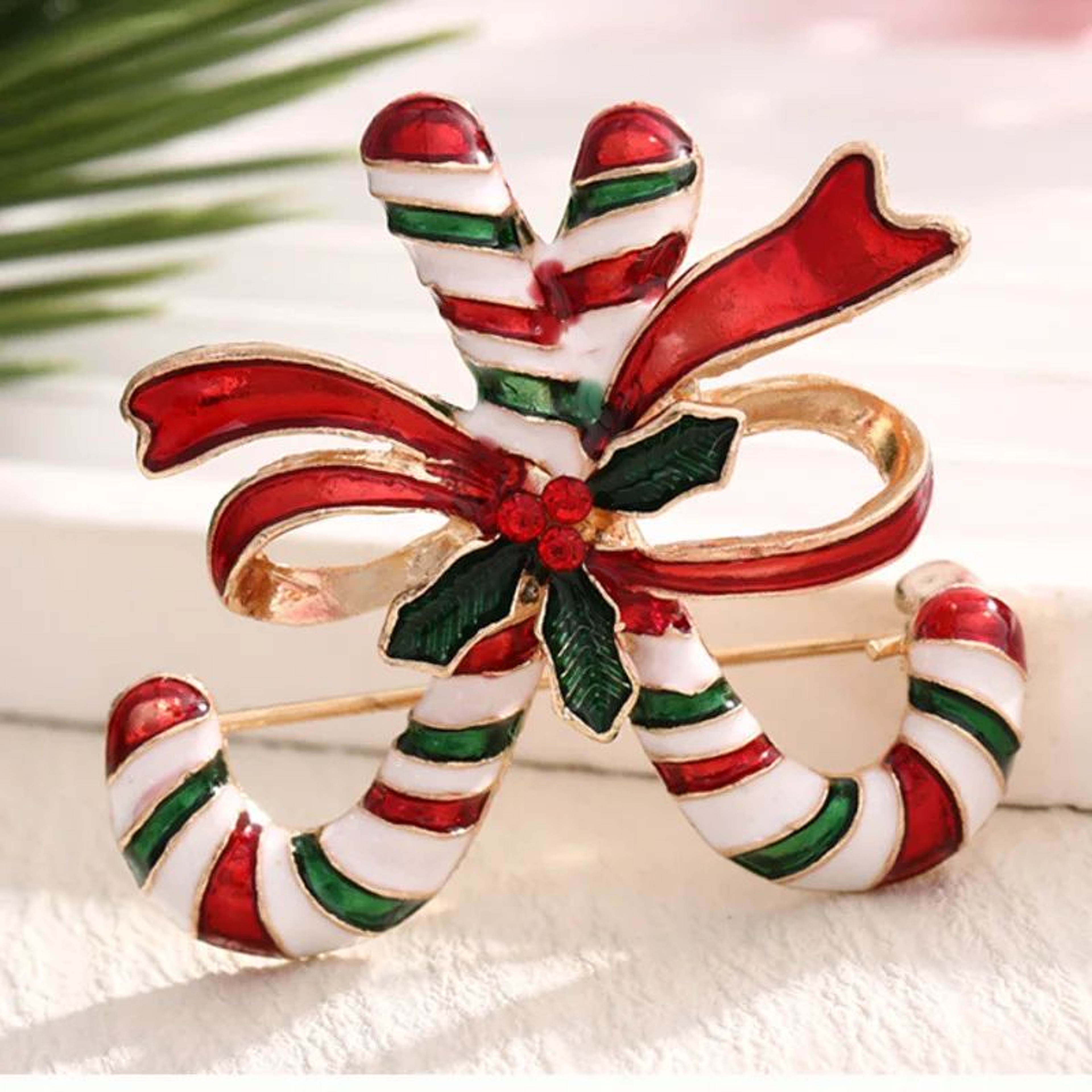 Festive Rhinestone Christmas Bell Brooch Pin 3