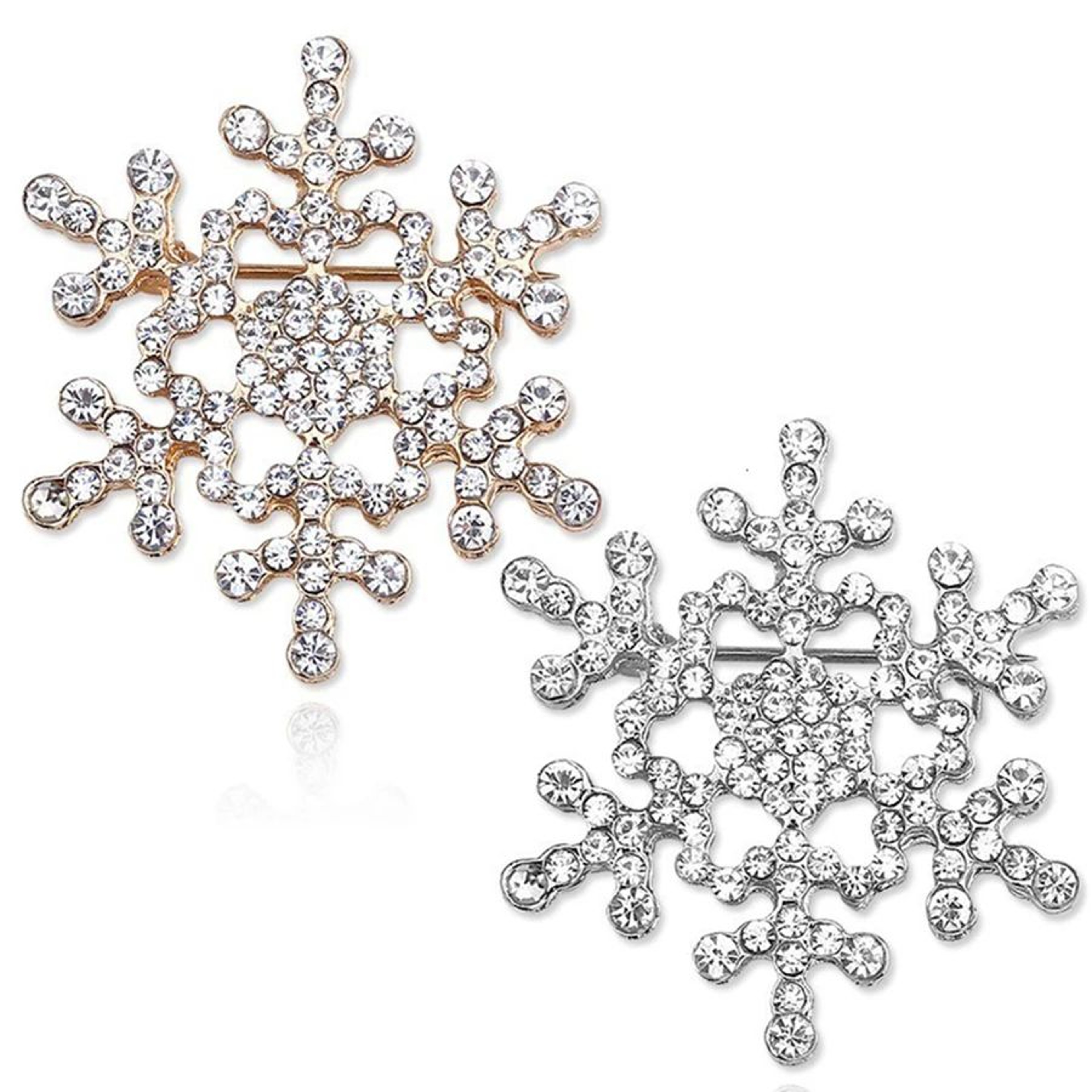 Elegant Rhinestone Snowflake Brooch Pin 5