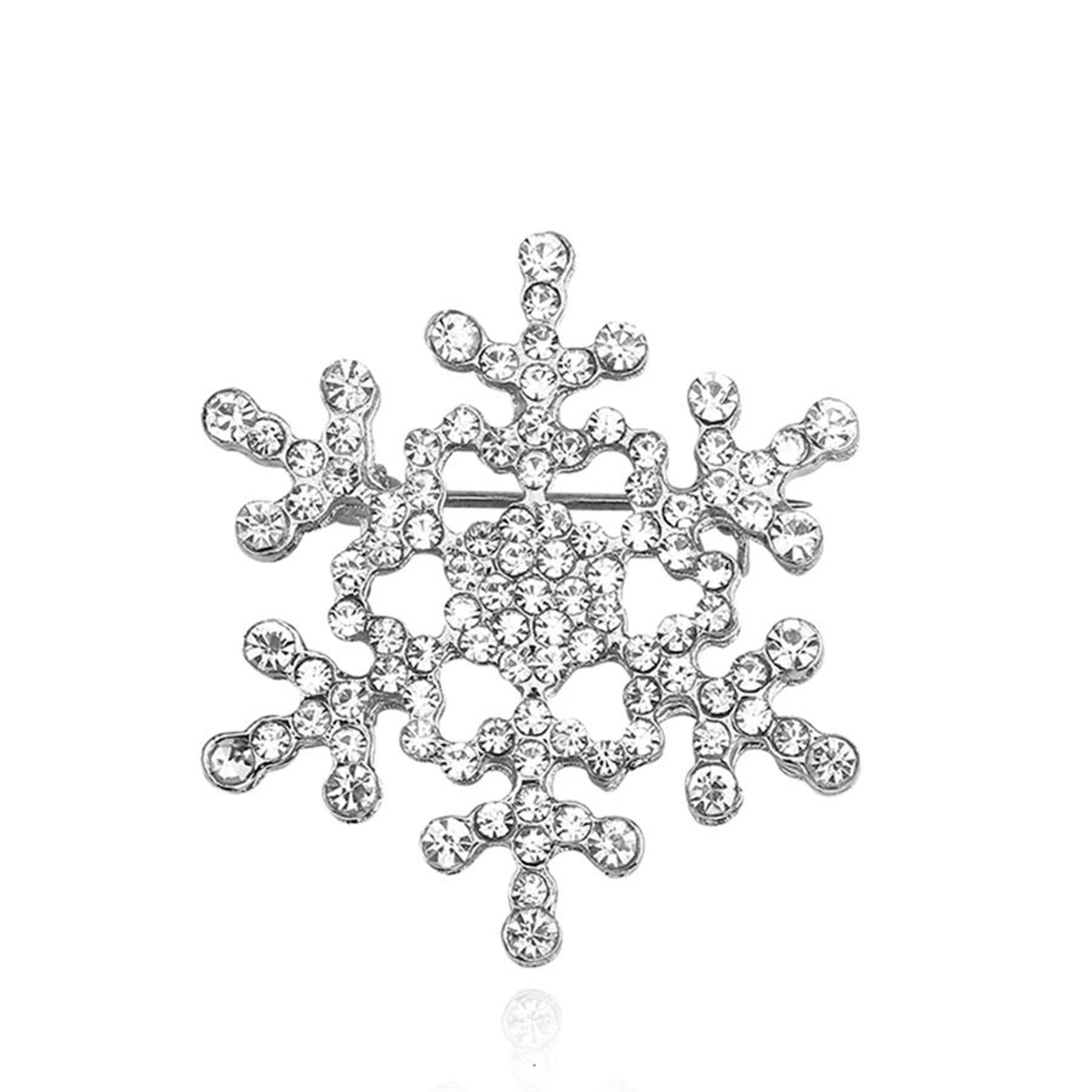 Elegant Rhinestone Snowflake Brooch Pin 6