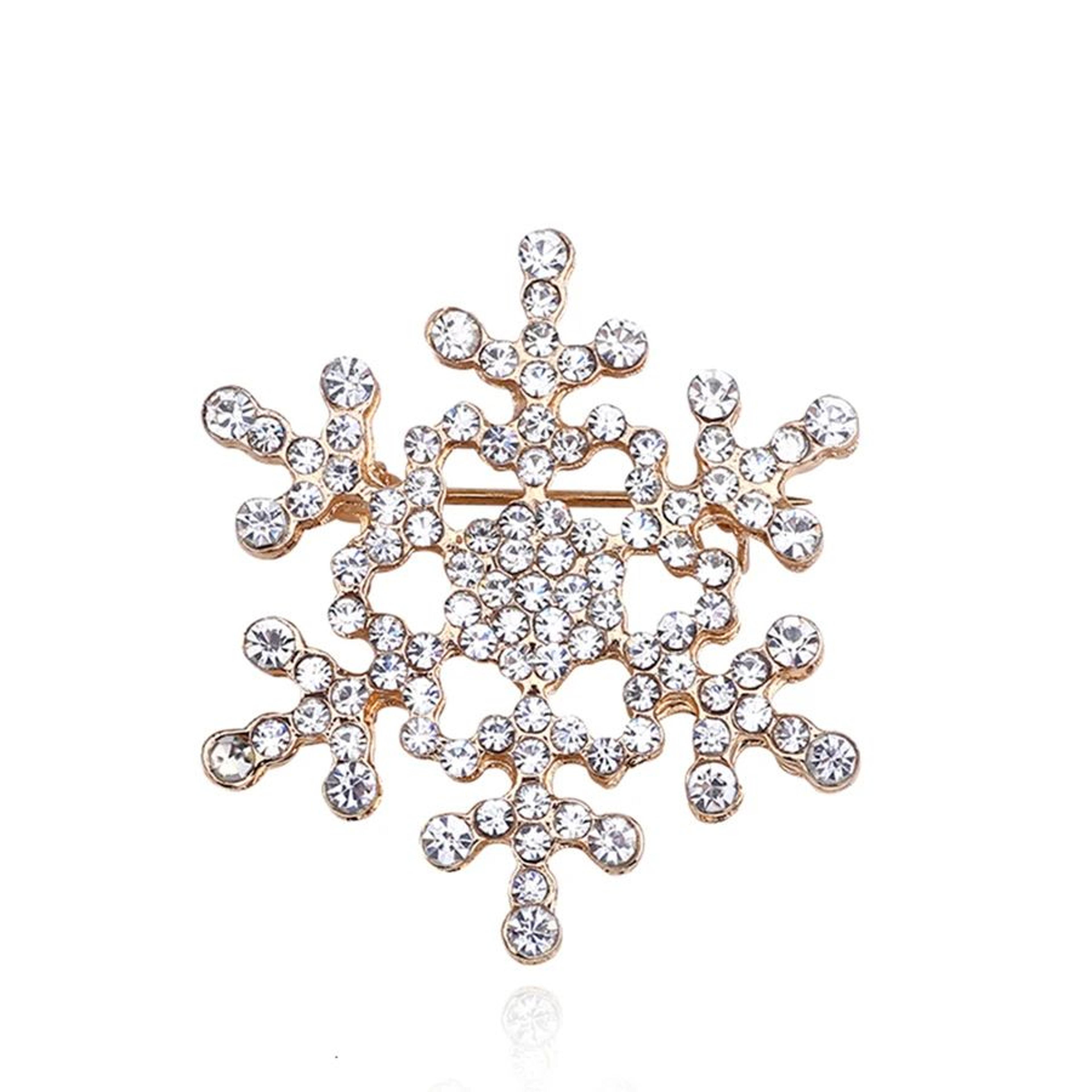 Elegant Rhinestone Snowflake Brooch Pin 7