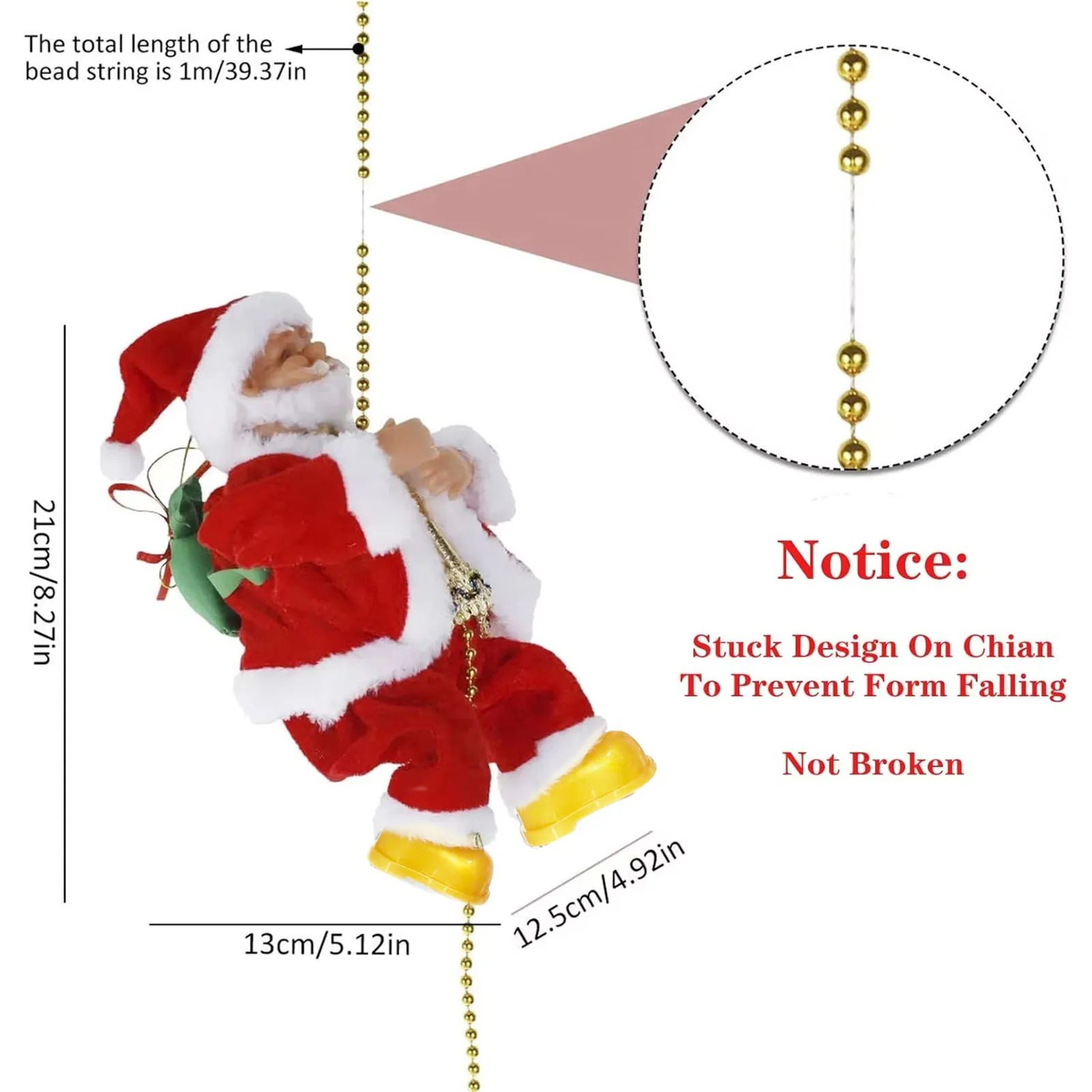 Musical Rope Climbing Santa Claus Christmas Ornament 1