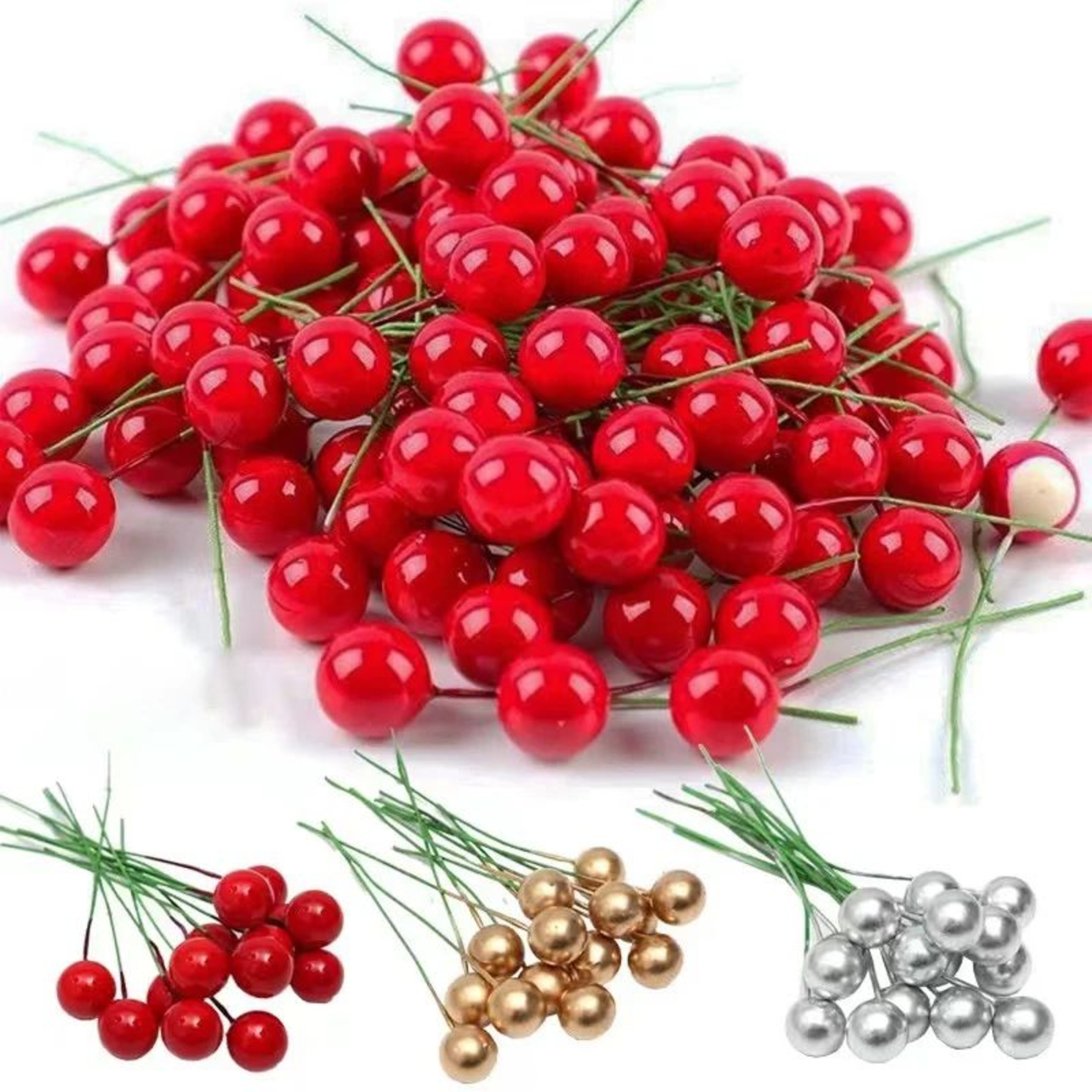 Mini Red Artificial Berry Stems For Christmas Decor 0