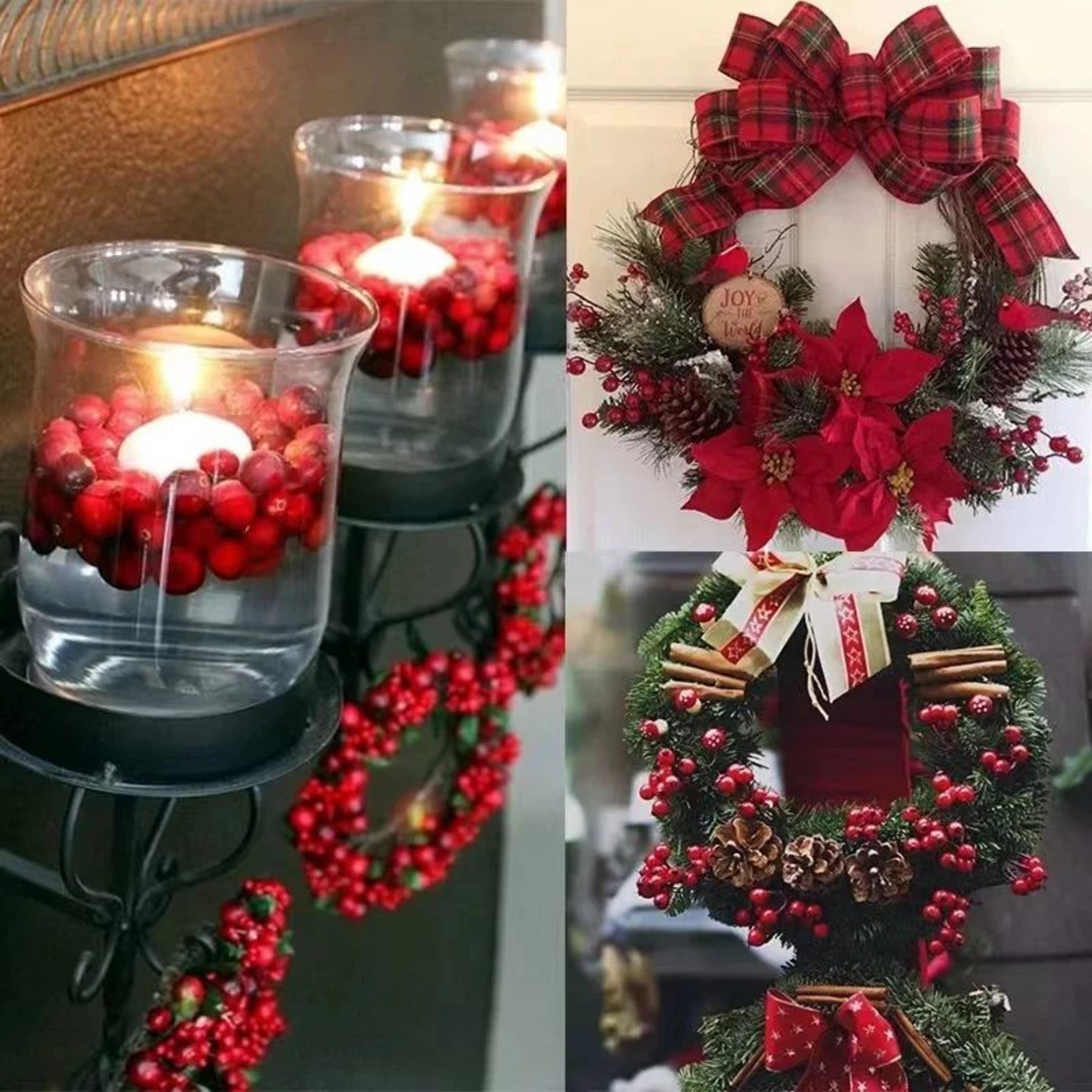 Mini Red Artificial Berry Stems For Christmas Decor 2