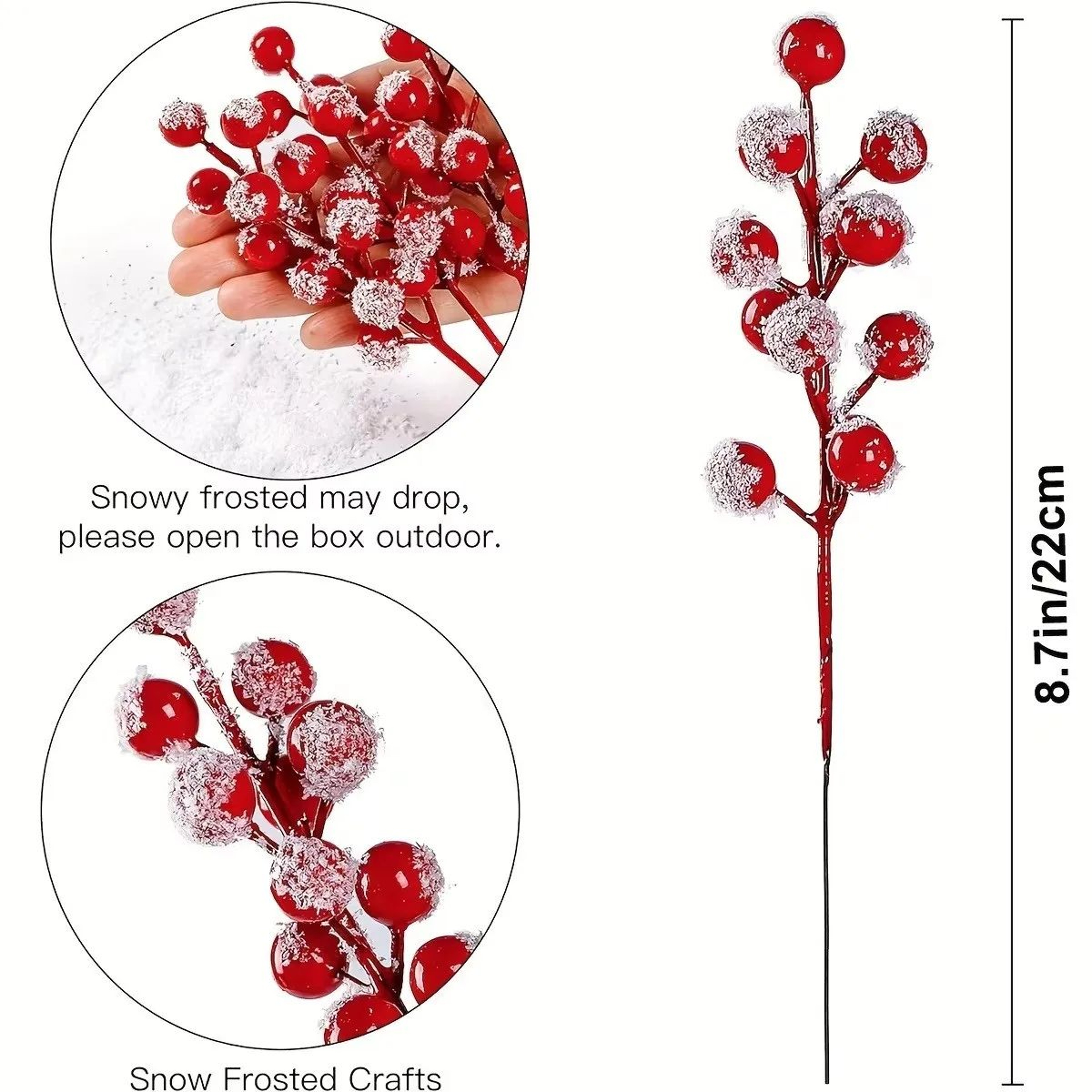 10 Piece Artificial Red Holly Berry Branches 5