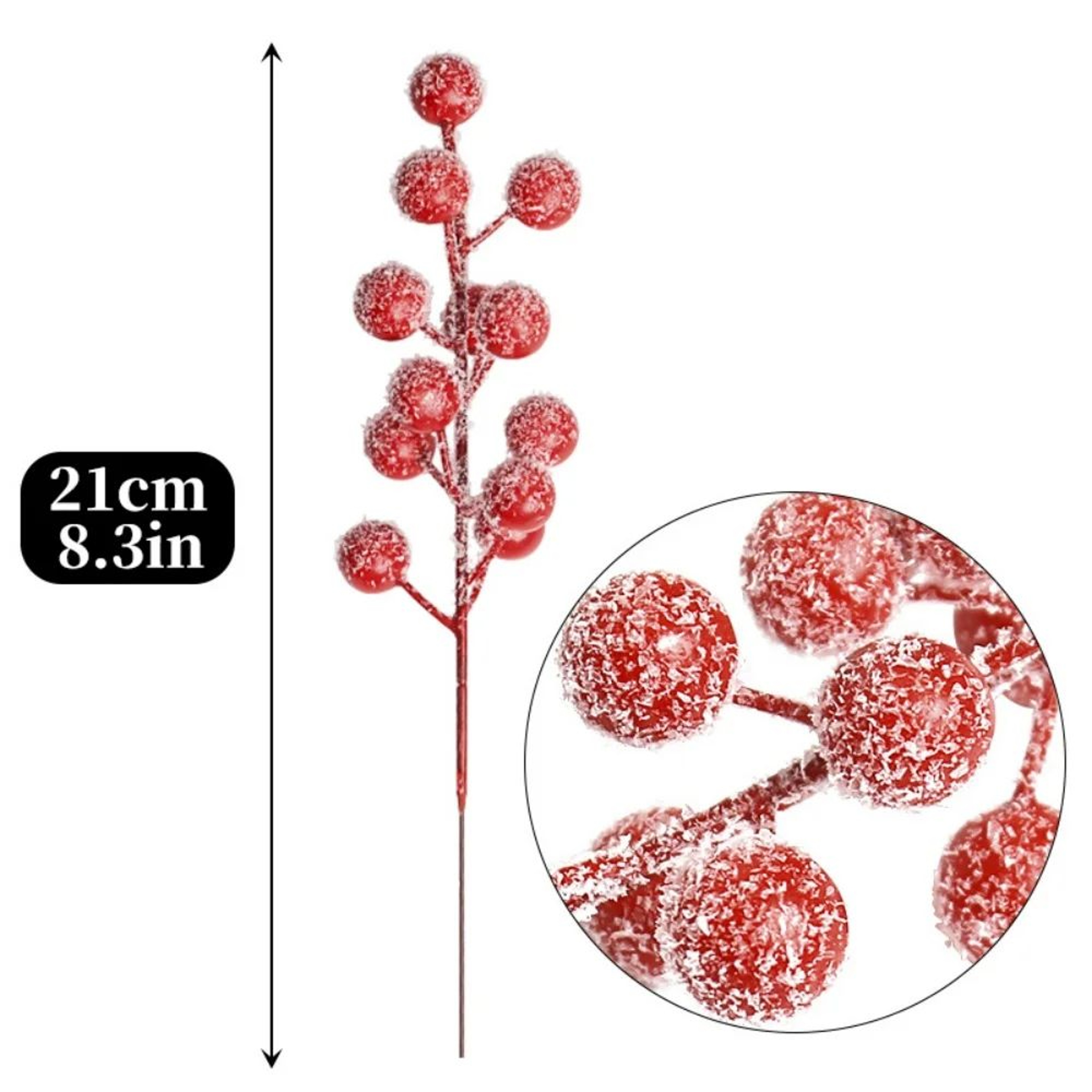 10 Piece Artificial Red Holly Berry Branches 12
