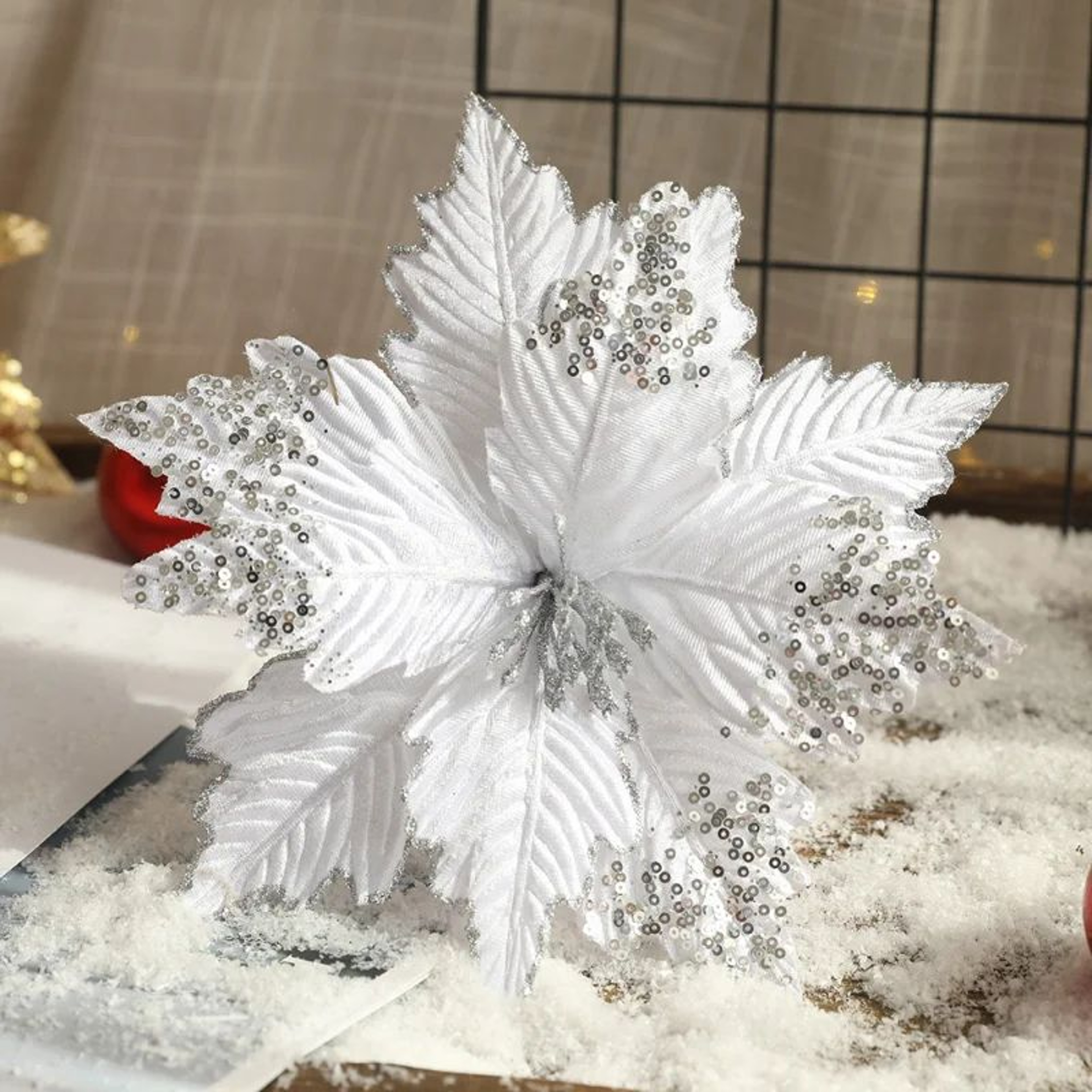 26cm Artificial Christmas Flowers For Holiday Decor 3