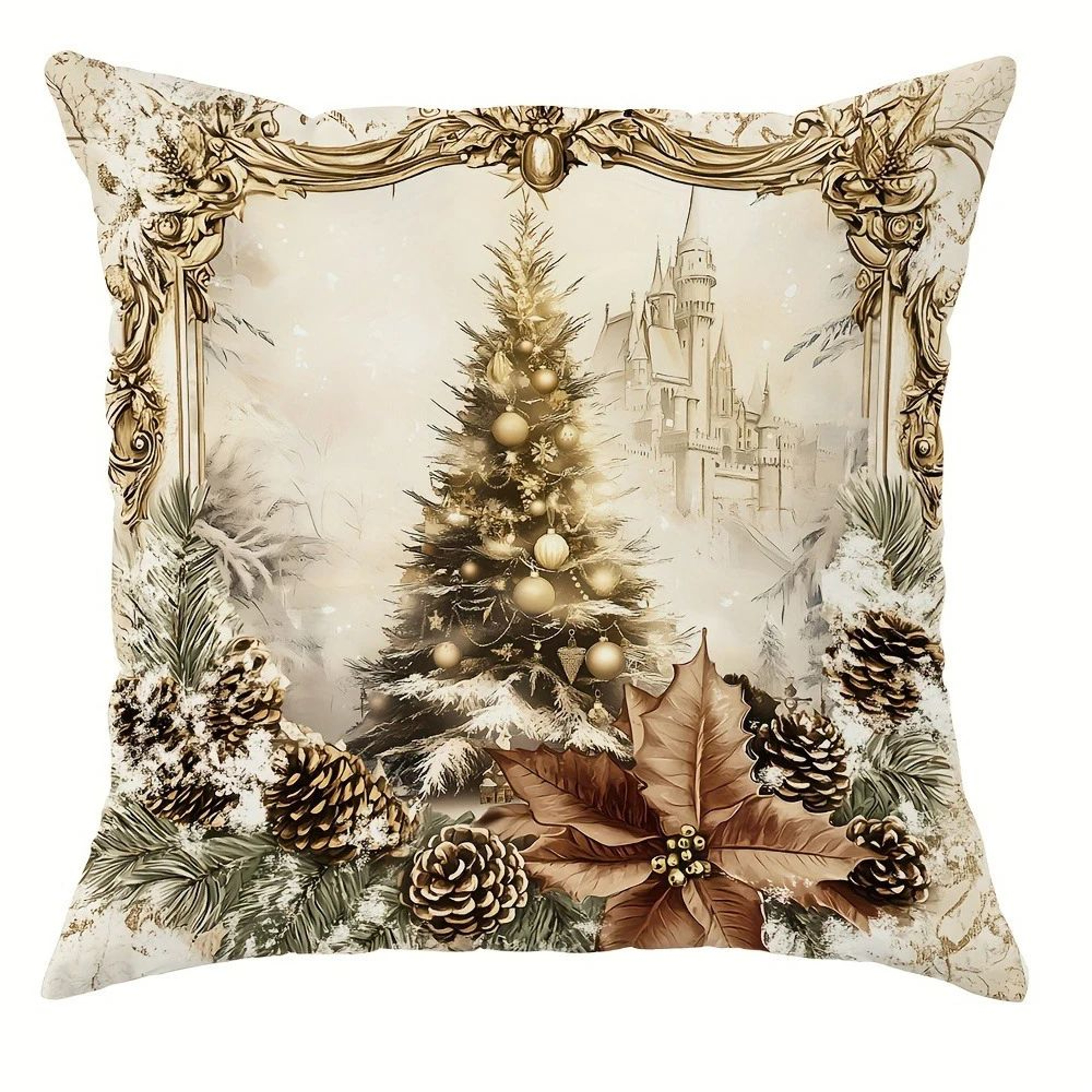 Santa Reindeer Christmas Tree Decorative Pillow Cover 9