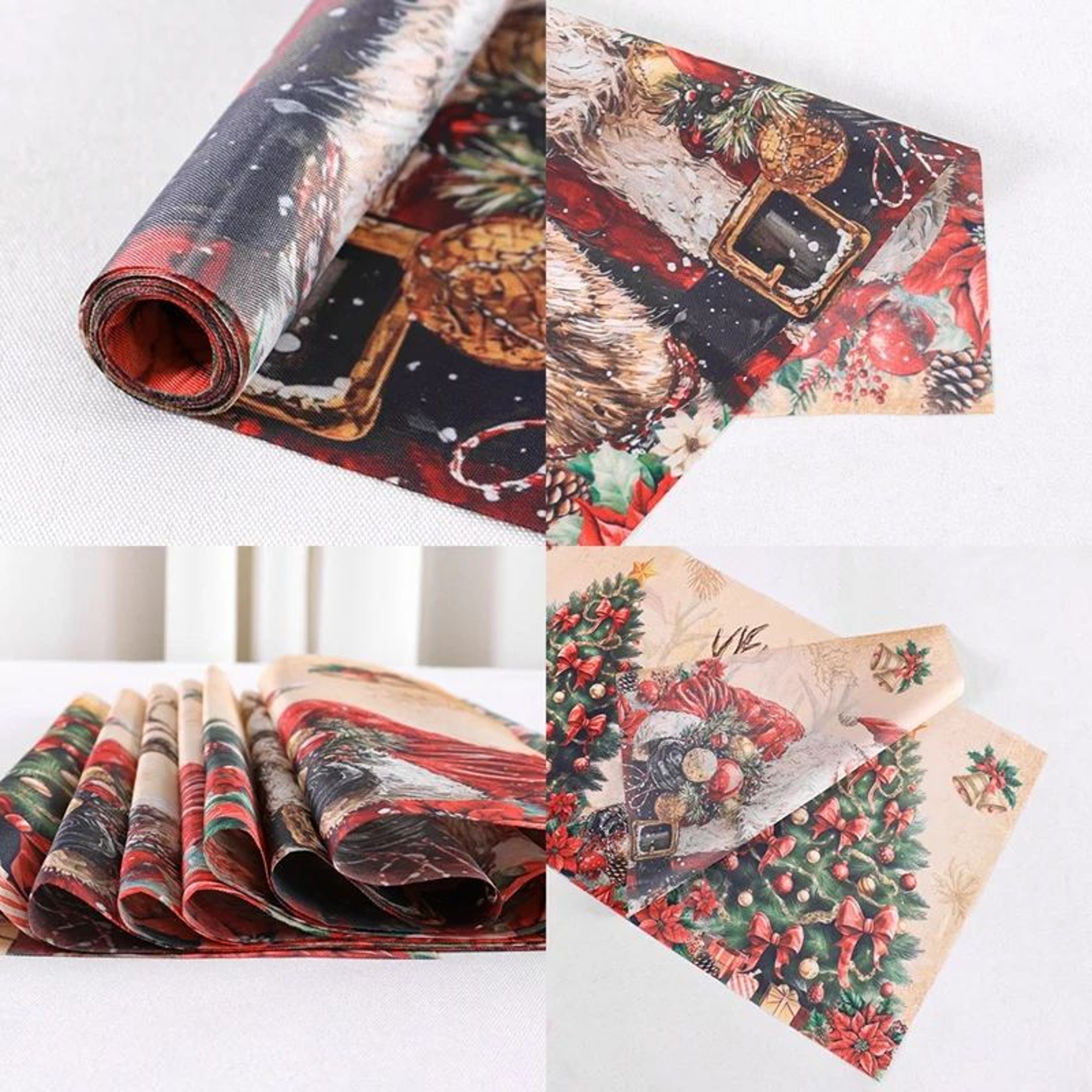 Vintage Santa Claus Christmas Table Runner 8