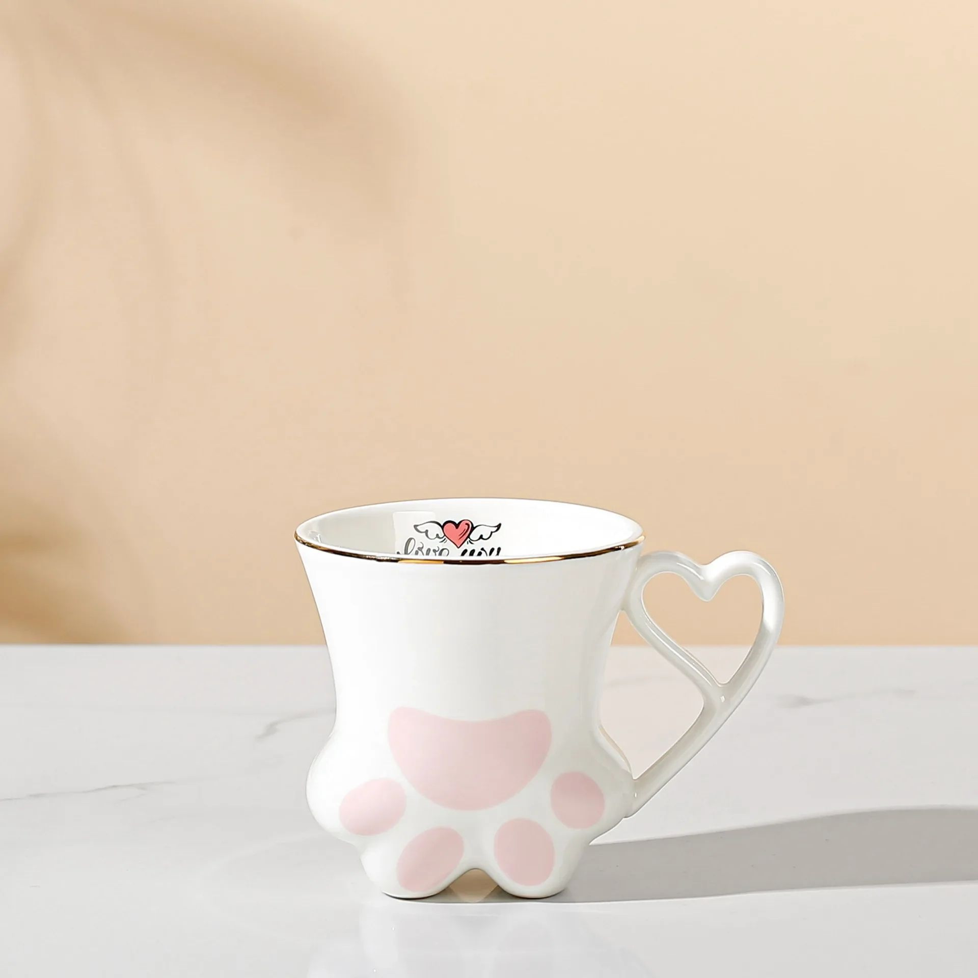 Ceramic Cat Paw Scratch Mug With Gold Accent 300ml 6