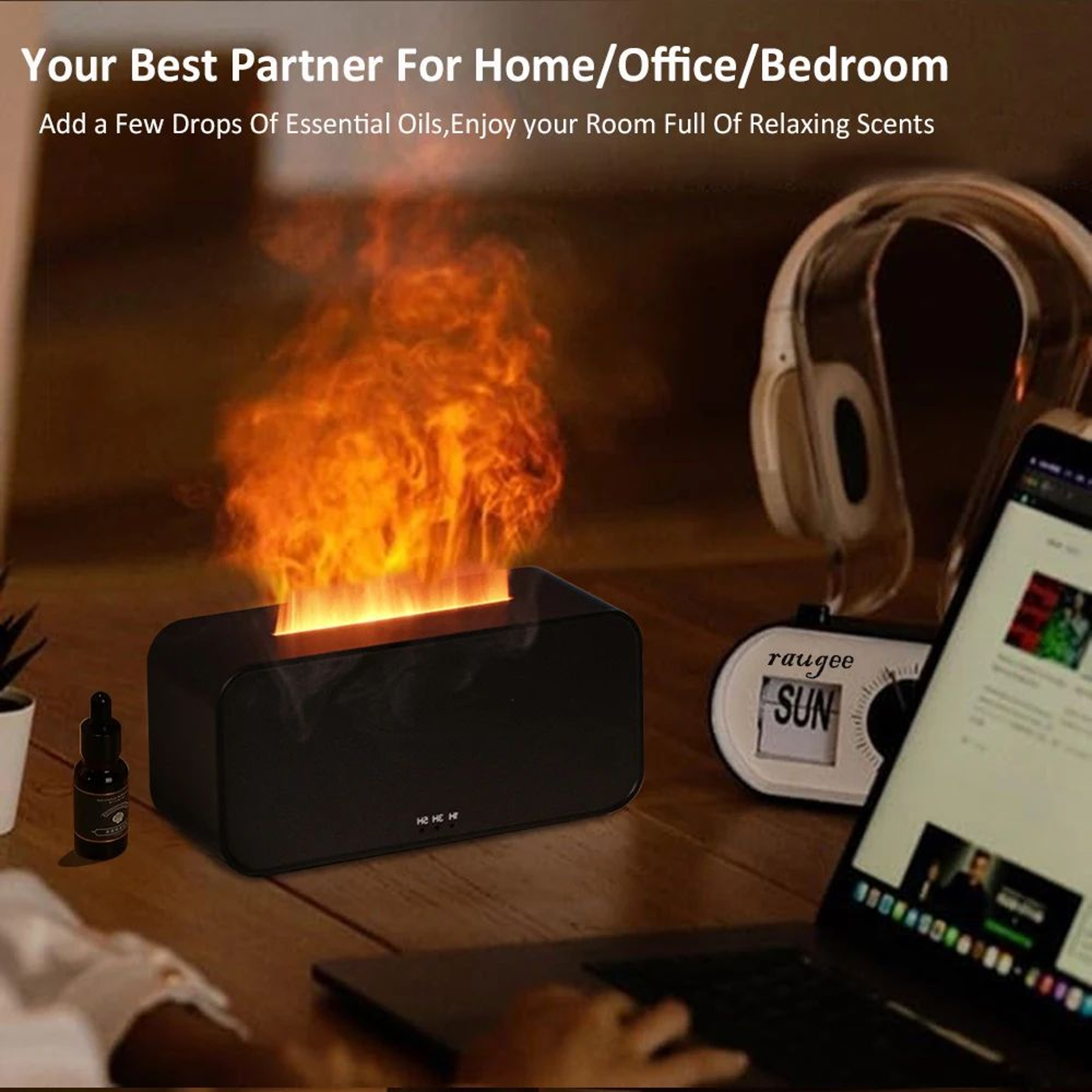 Mini Flame Aroma Humidifier Diffuser With LED Light 5